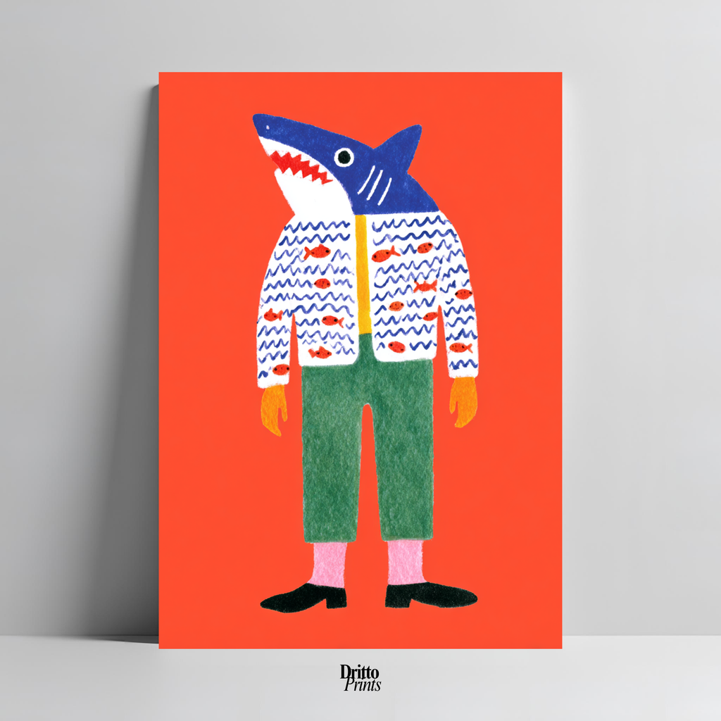 (PD33) Cyber Predator – High-Tech Shark Mask Poster