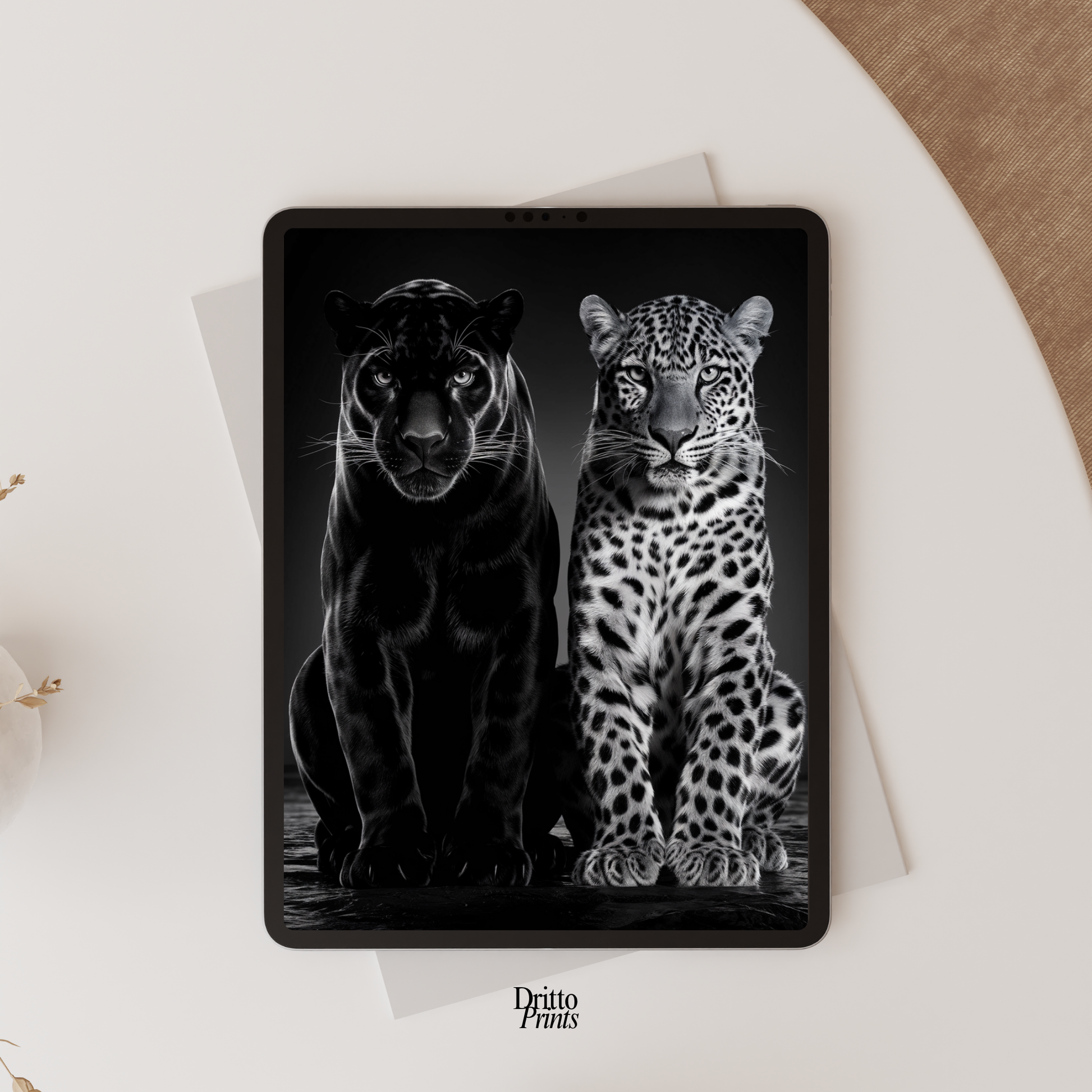 (FD5) Black Panther and Leopard – Silent Royals Framed matte paper poster