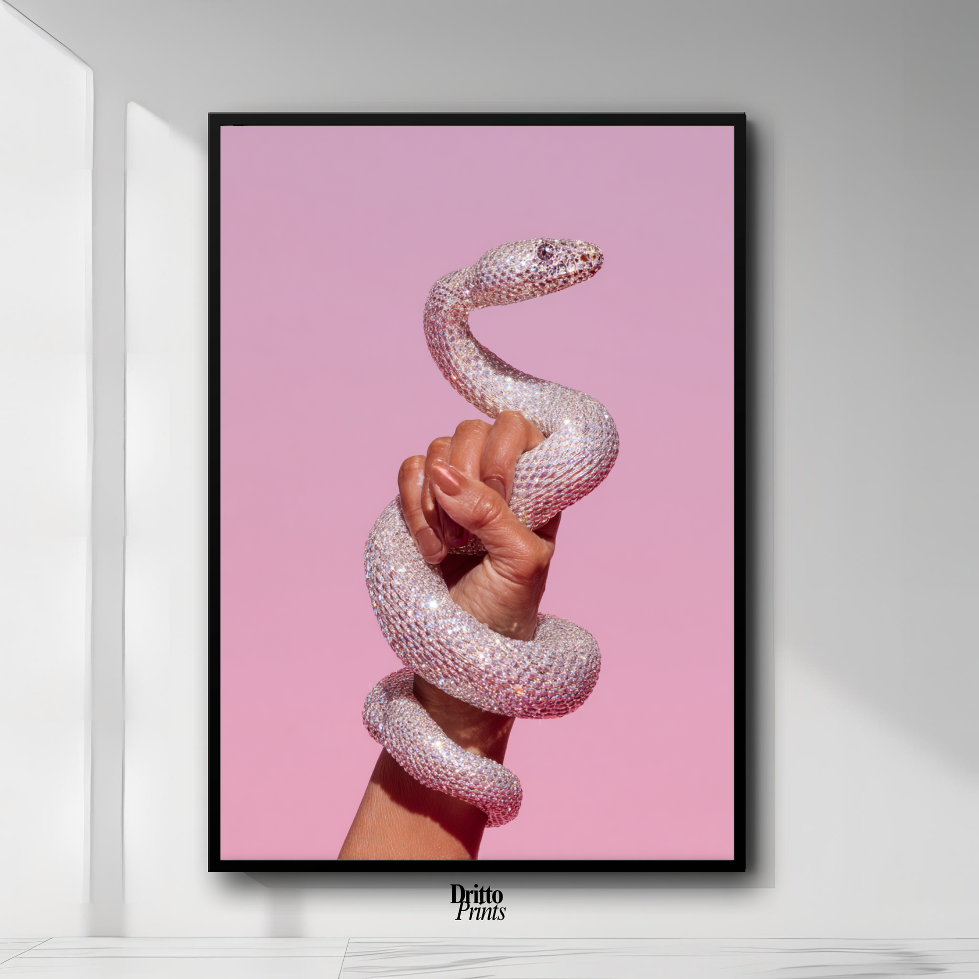 (FD31) Diamond Serpent in Her Hand - Framed matte paper poster