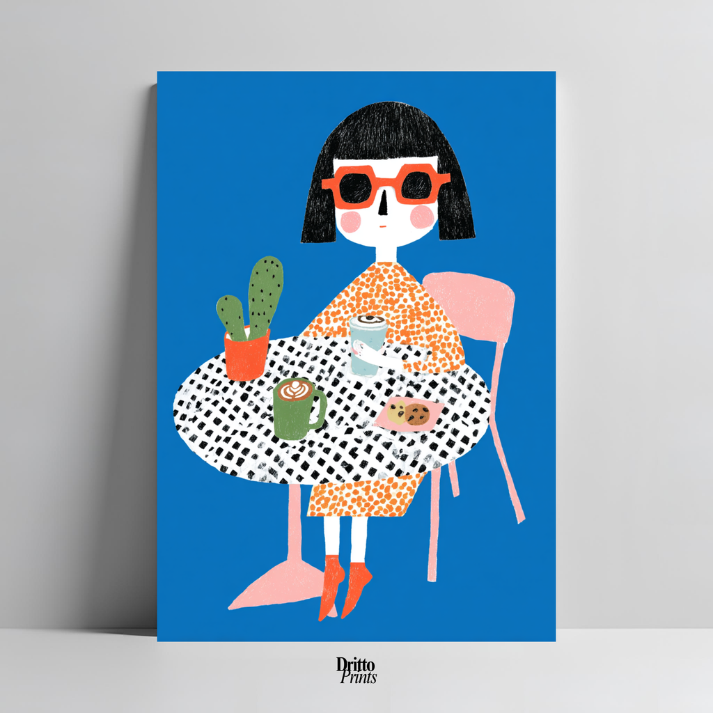 (PD42) Woman At Cafe - Poster