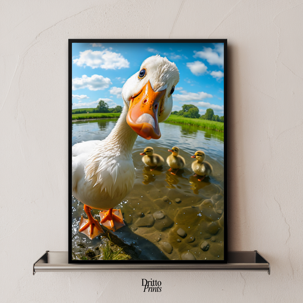 (FD15) Duck, Duck... Hello! - Framed matte paper poster