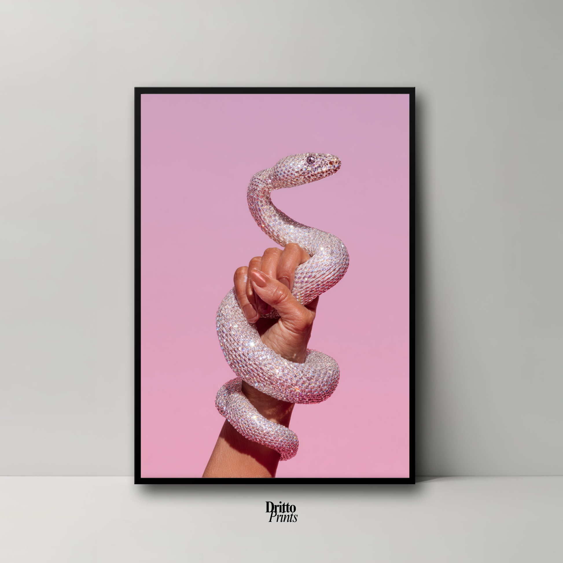 (FD31) Diamond Serpent in Her Hand - Framed matte paper poster