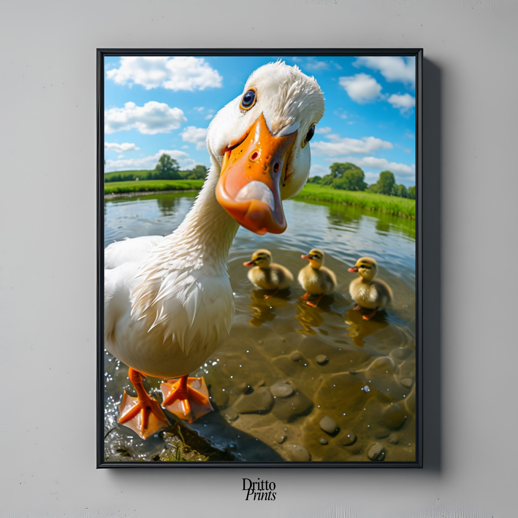 (FD15) Duck, Duck... Hello! - Framed matte paper poster