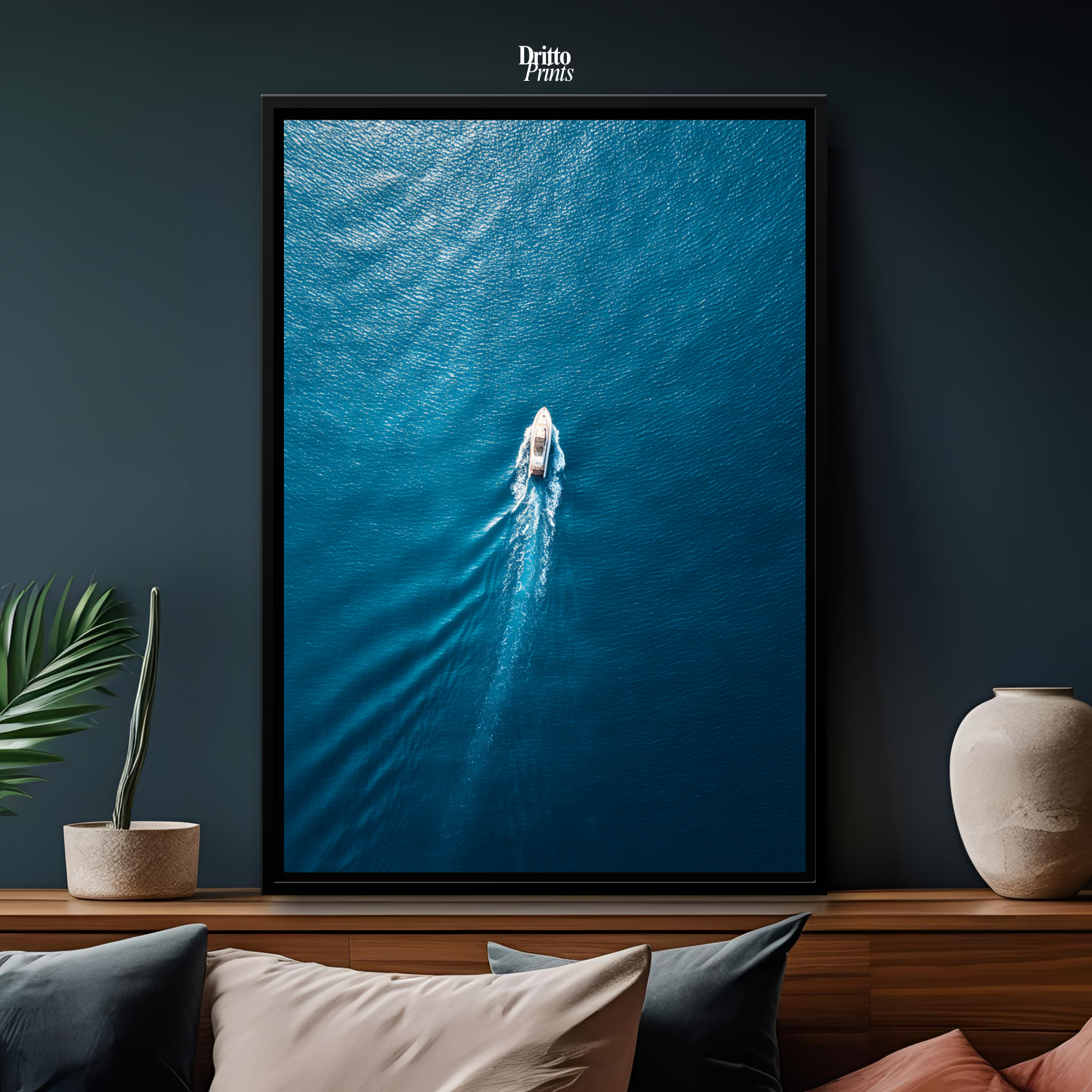 (CF6) Morning Drift Over Blue - Framed canvas