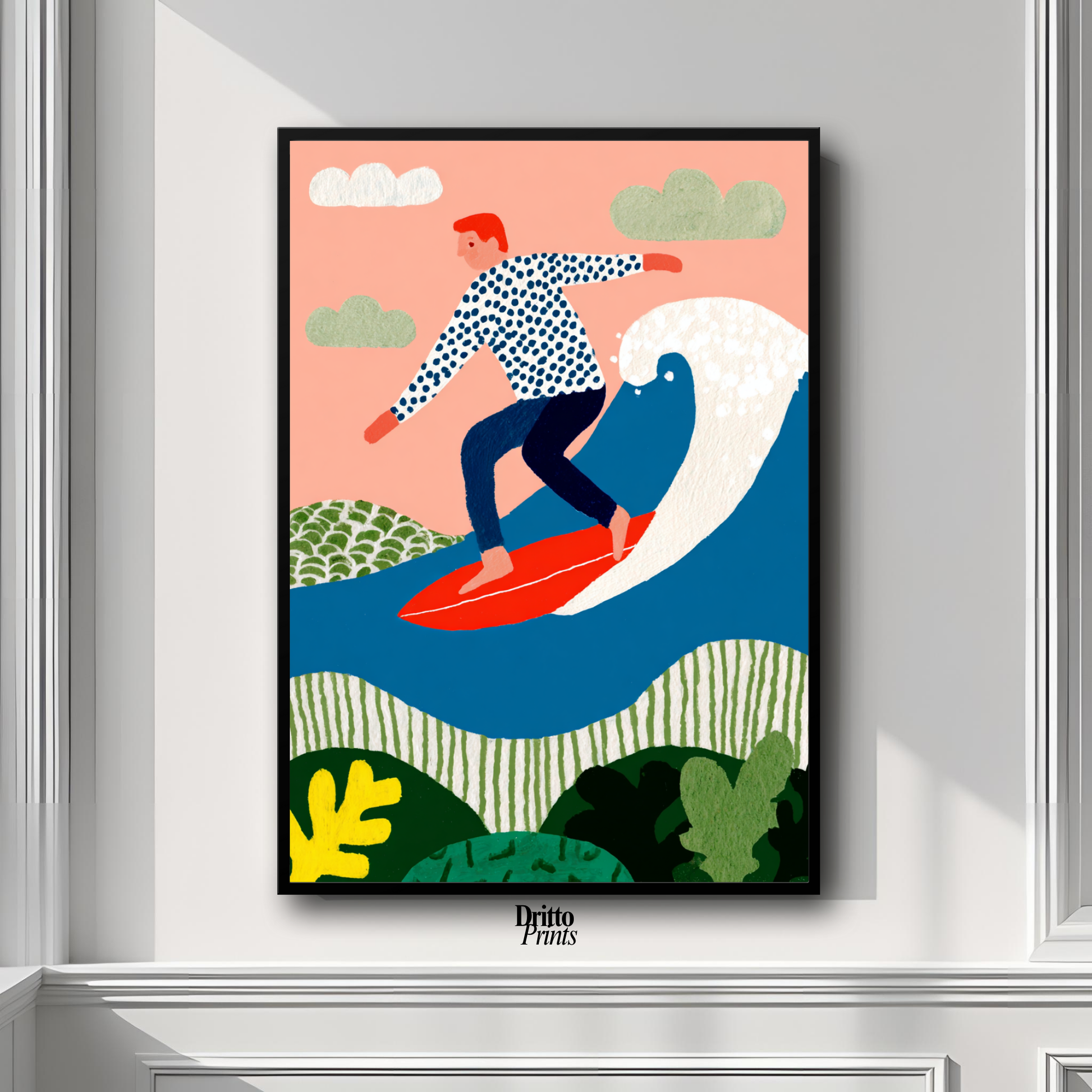 (FD39) Big Wave Ride – Framed matte paper poster