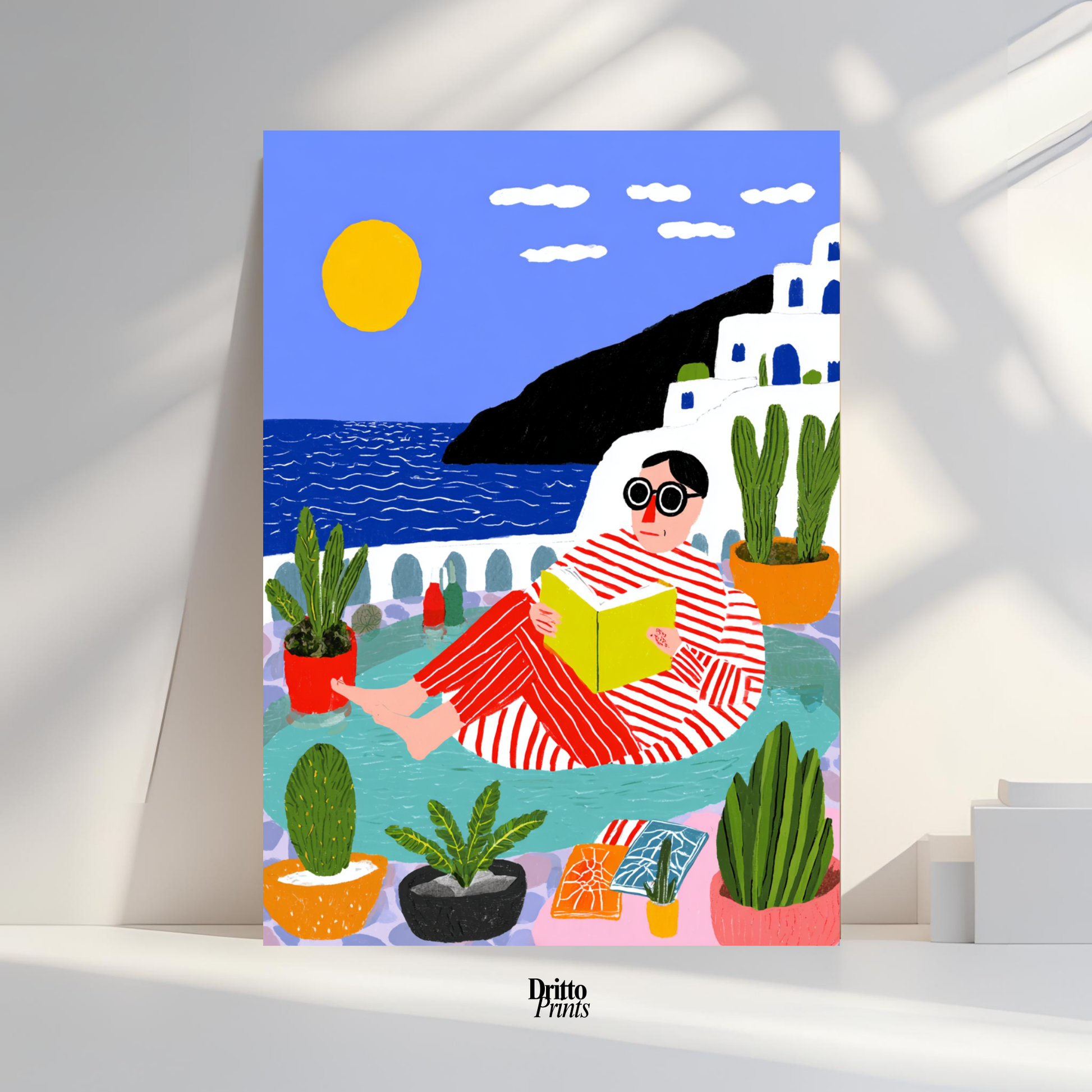 (PD38) Morning Glow at the Villa – 1980s Poolside Poster