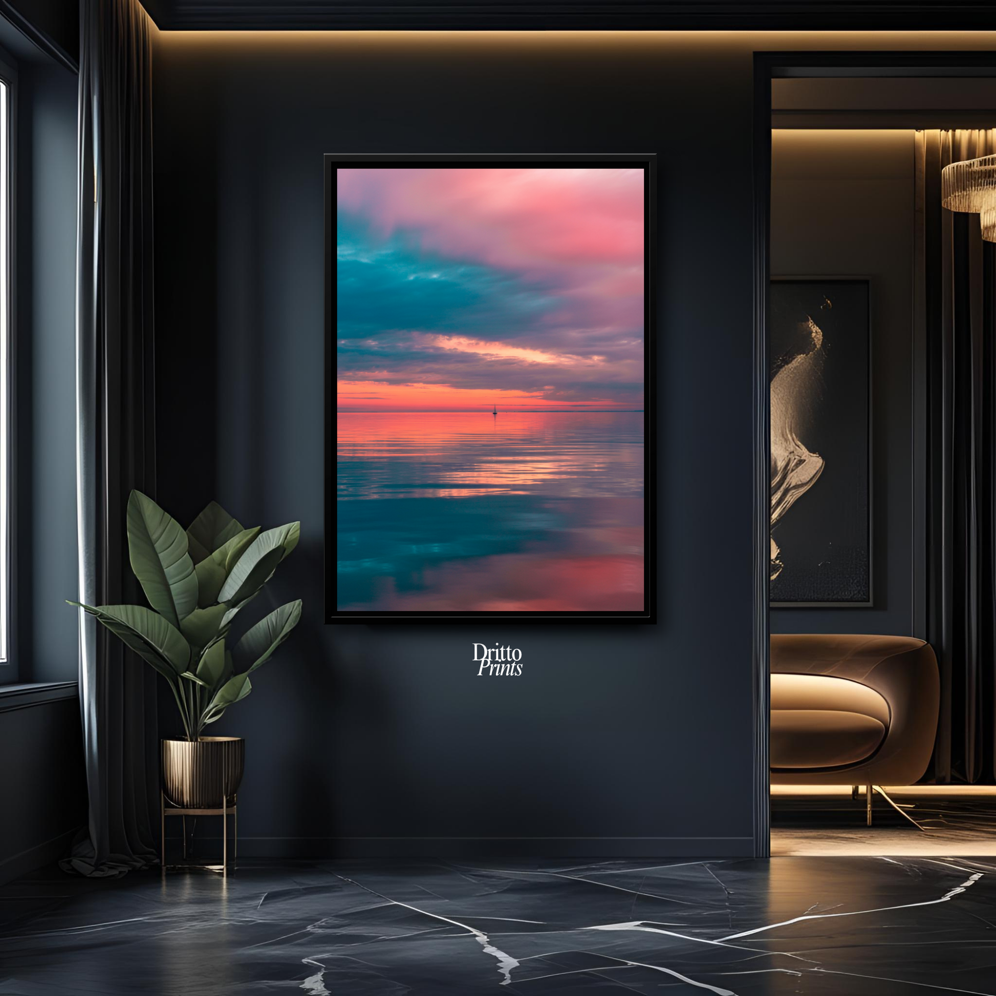 (CF4) Tranquil Neon Dawn - Framed canvas