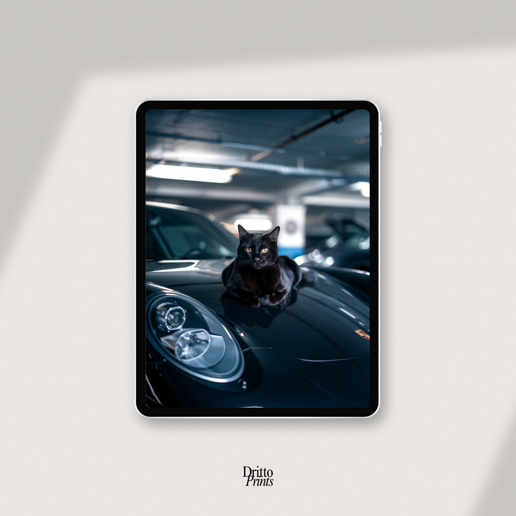 (FD9) Black Cat Turbo - Framed matte paper poster