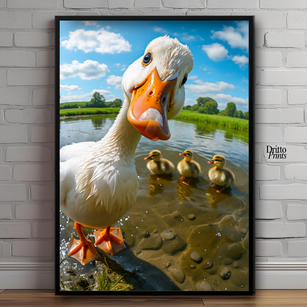 (FD15) Duck, Duck... Hello! - Framed matte paper poster