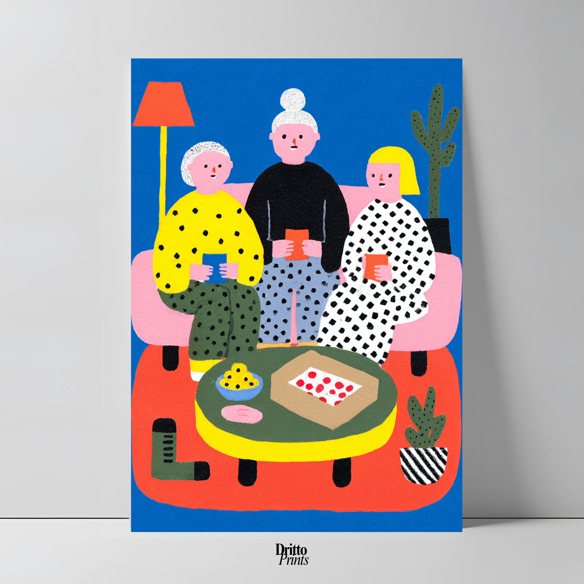 (PD36) Retro Sleepover – Pizza, Batman & 80s Living Room Poster