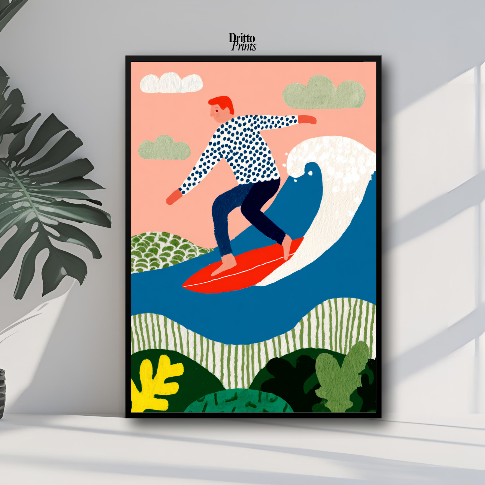 (FD39) Big Wave Ride – Framed matte paper poster