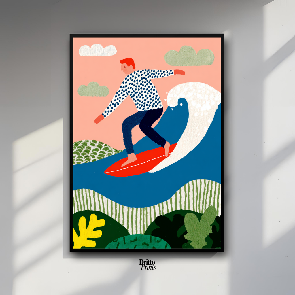 (FD39) Big Wave Ride – Framed matte paper poster