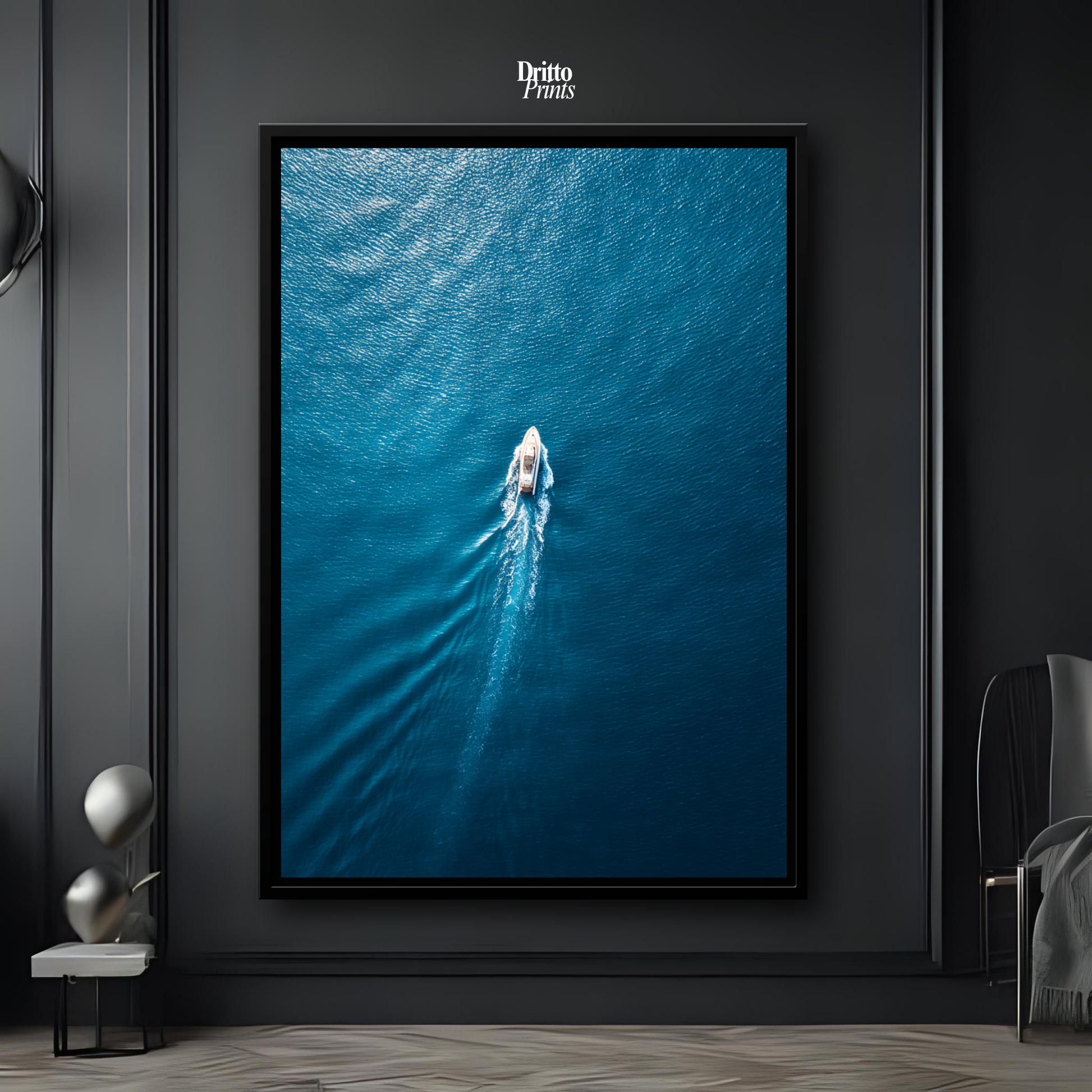 (CF6) Morning Drift Over Blue - Framed canvas