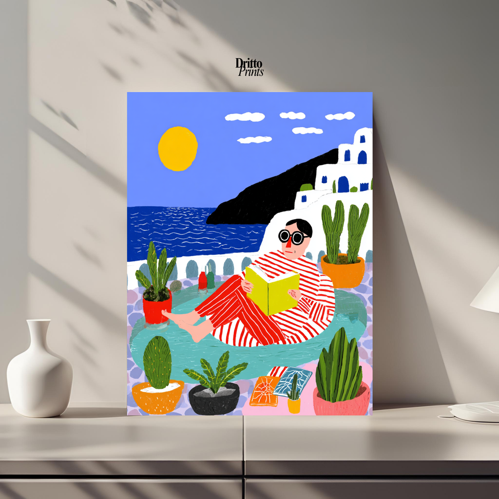 (PD38) Morning Glow at the Villa – 1980s Poolside Poster