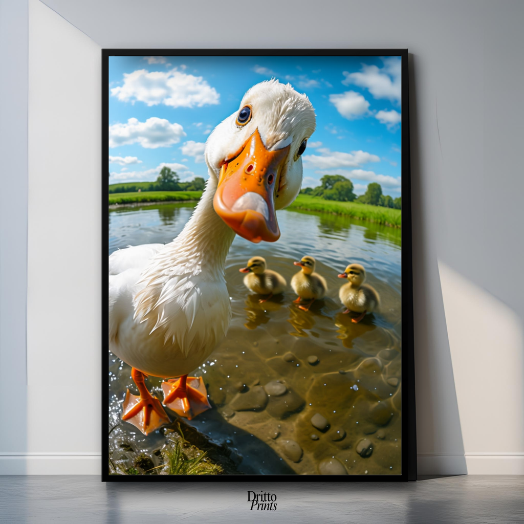 (FD15) Duck, Duck... Hello! - Framed matte paper poster