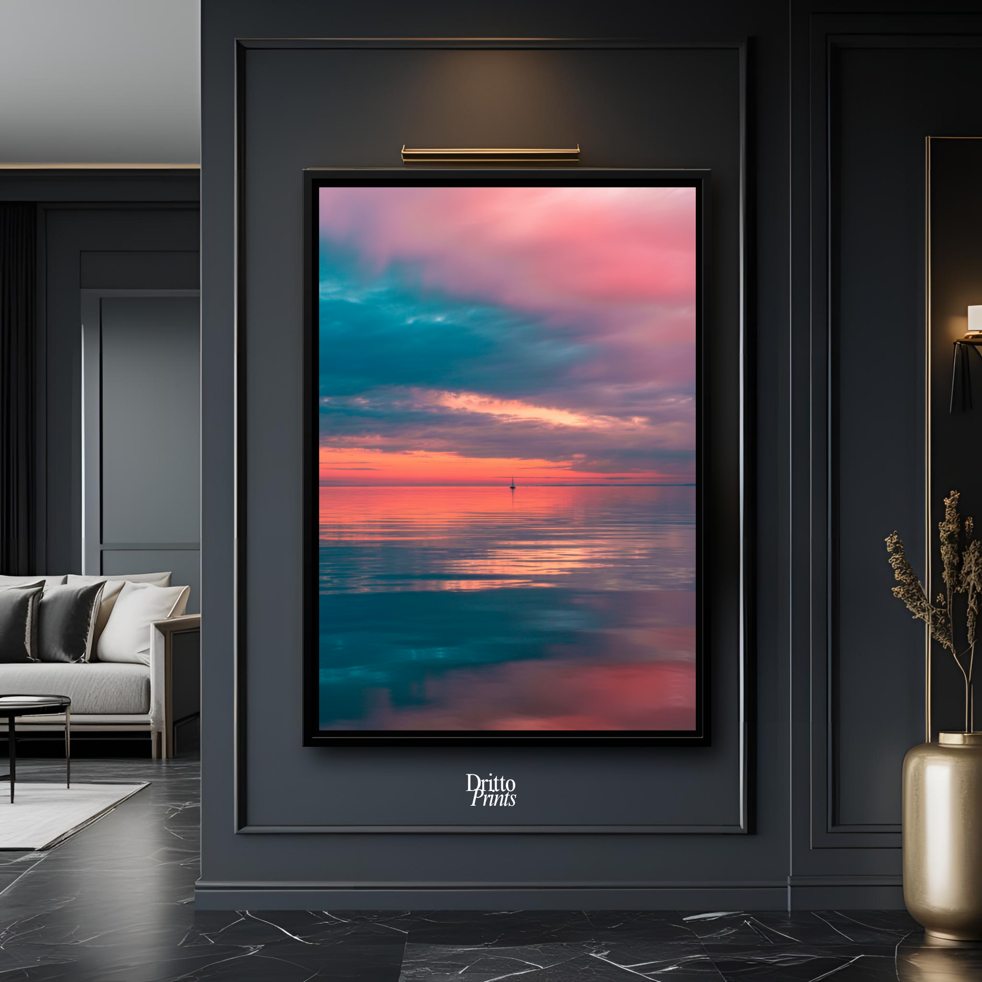 (CF4) Tranquil Neon Dawn - Framed canvas