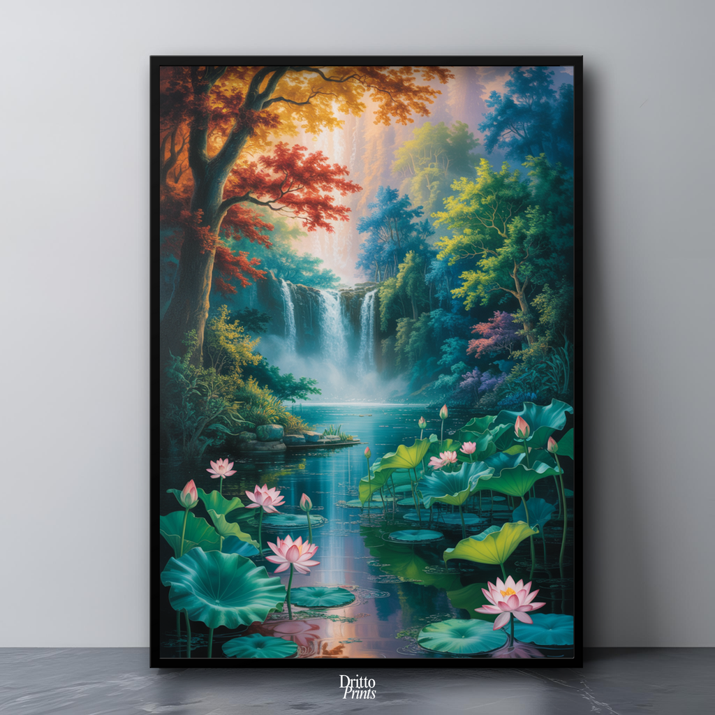(FD26) Dream of the Lotus Falls - Framed matte paper poster