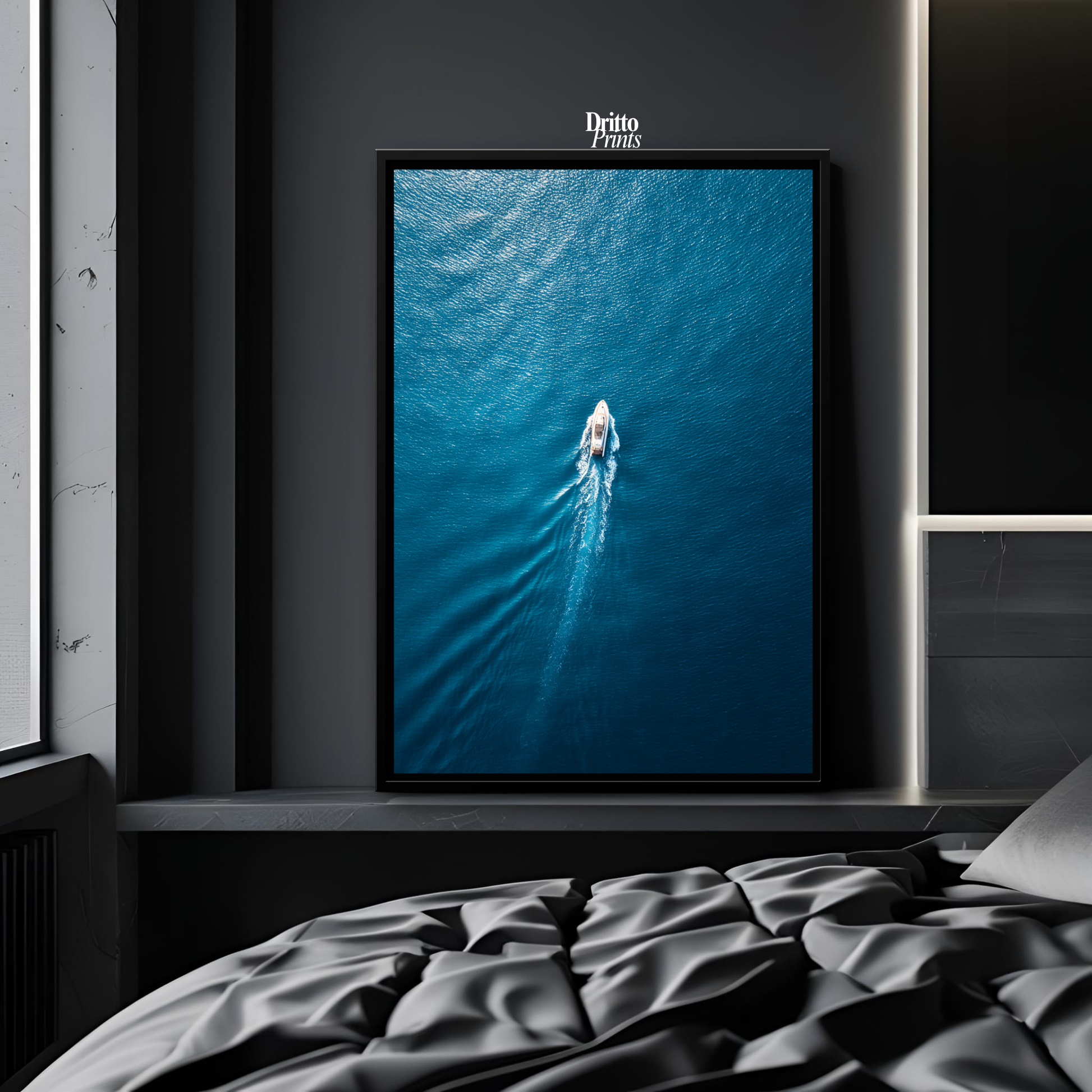 (CF6) Morning Drift Over Blue - Framed canvas