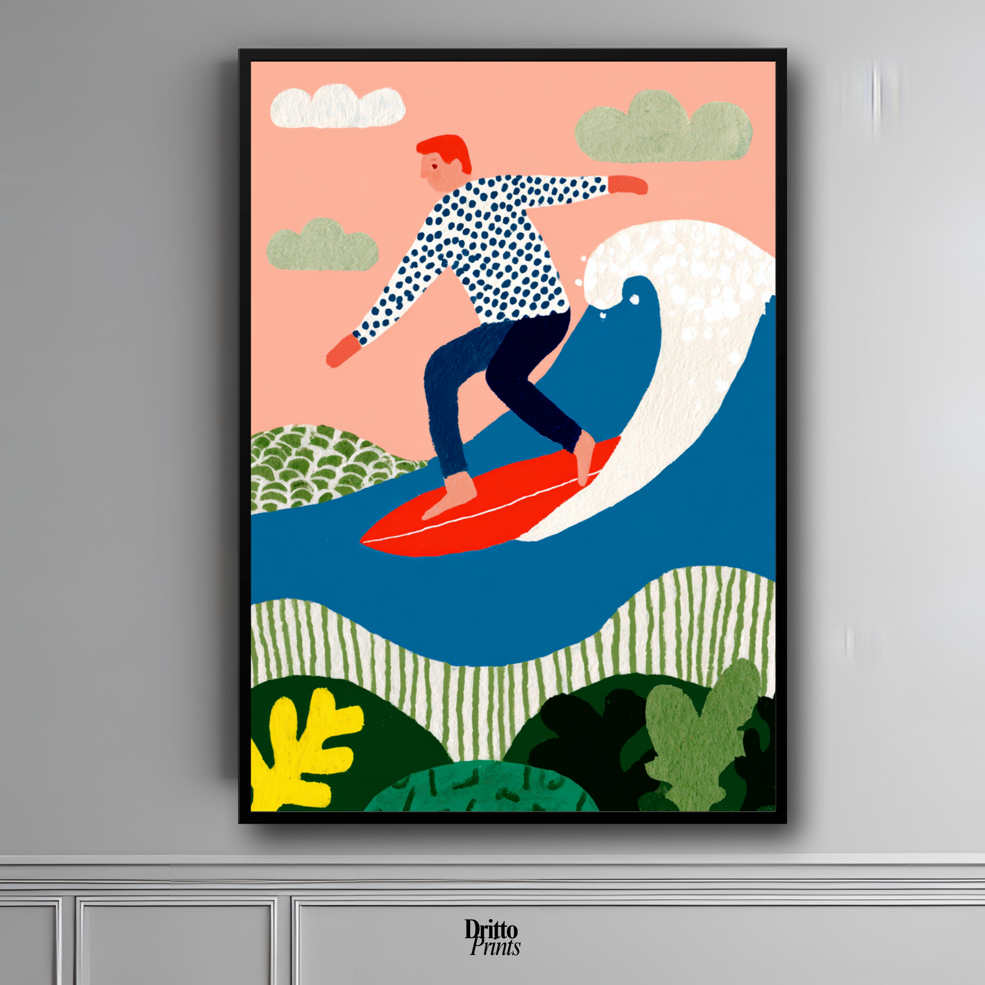 (FD39) Big Wave Ride – Framed matte paper poster
