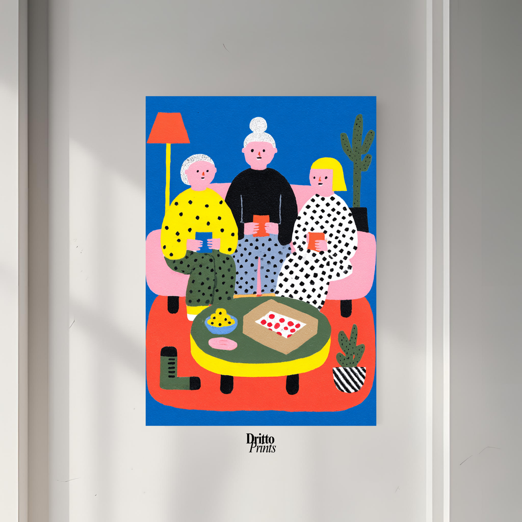 (PD36) Retro Sleepover – Pizza, Batman & 80s Living Room Poster
