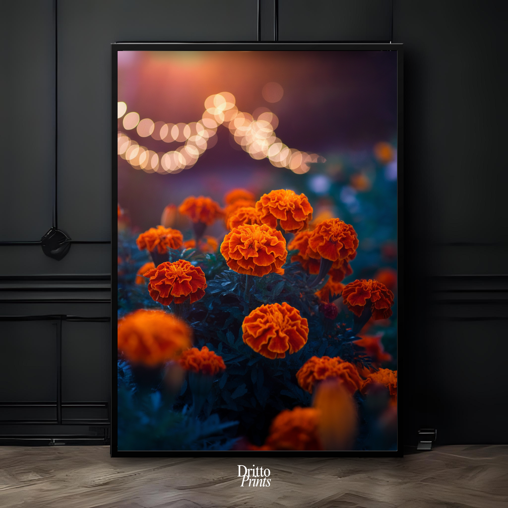 (FD19) Golden Marigolds - Framed matte paper poster
