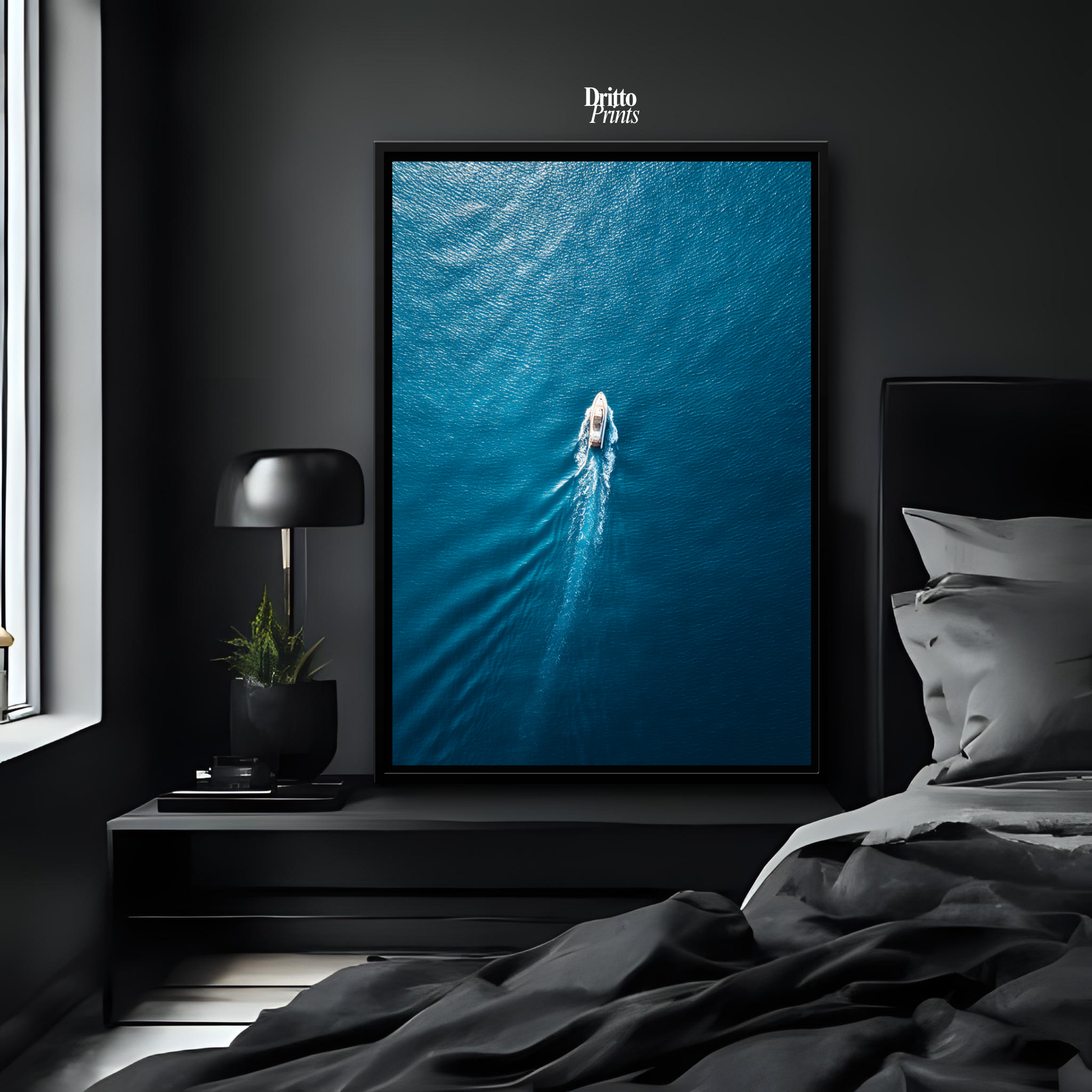(CF6) Morning Drift Over Blue - Framed canvas