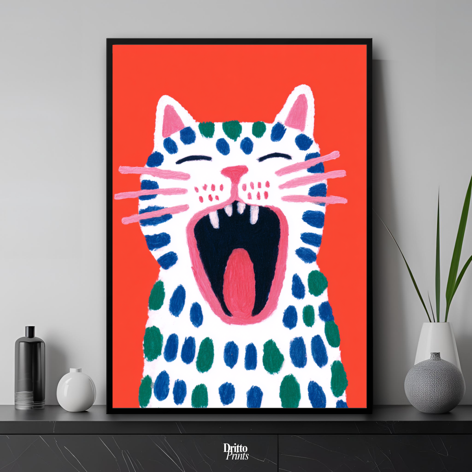 (FD48) The Screaming Paws - Framed matte paper poster