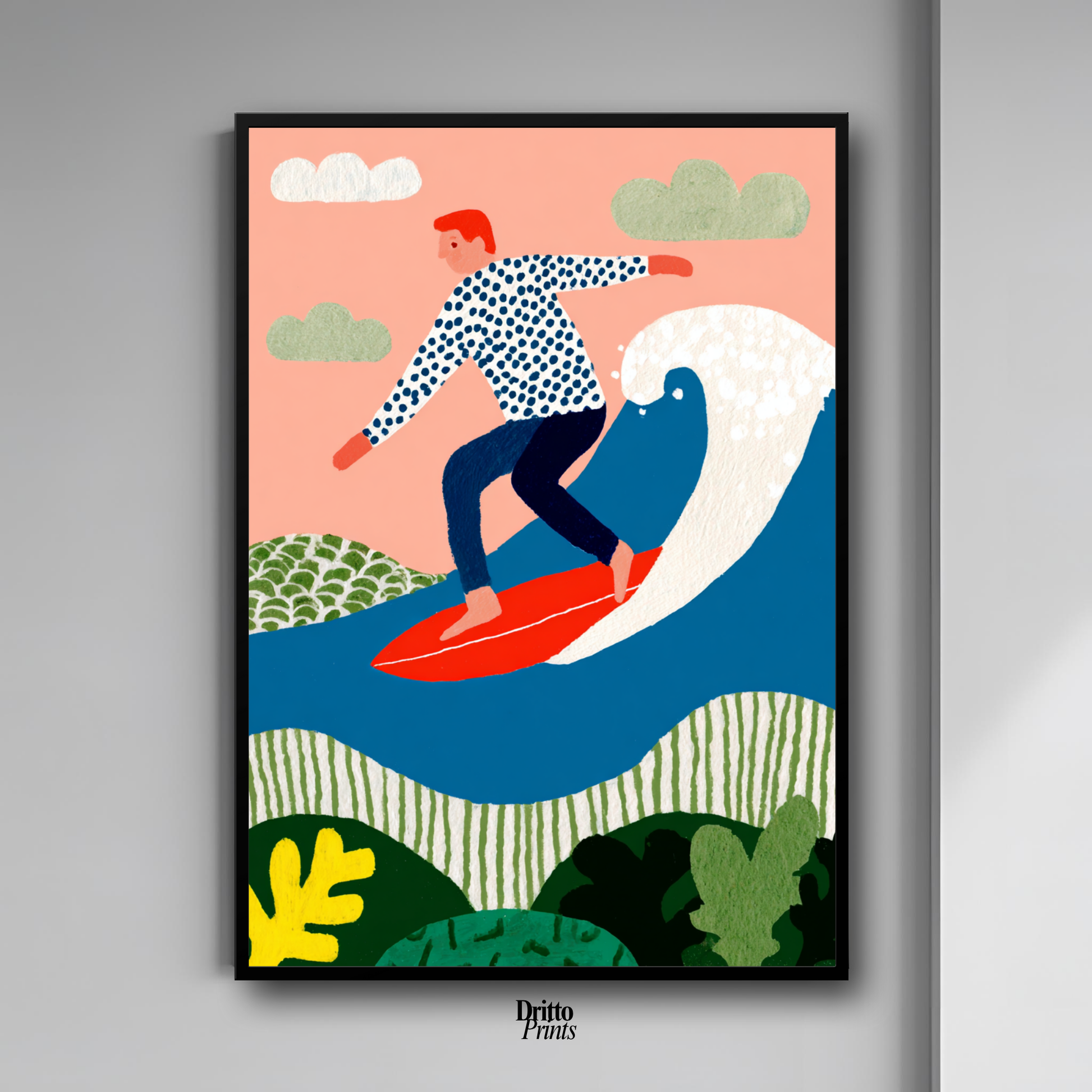 (FD39) Big Wave Ride – Framed matte paper poster