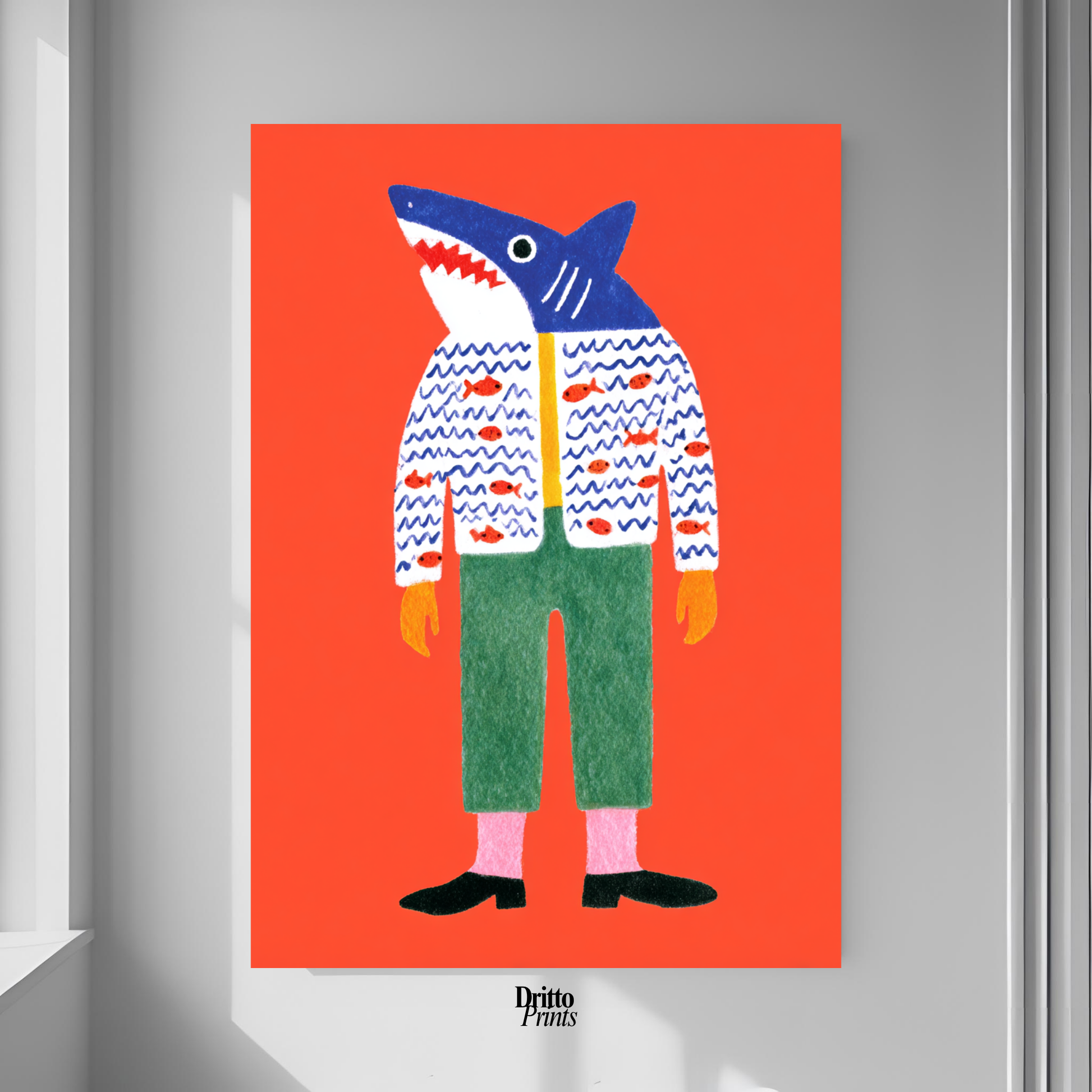 (PD33) Cyber Predator – High-Tech Shark Mask Poster
