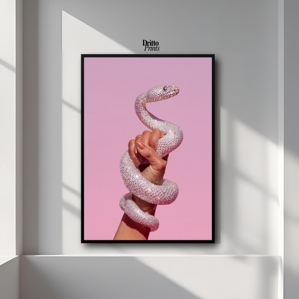 (FD31) Diamond Serpent in Her Hand - Framed matte paper poster