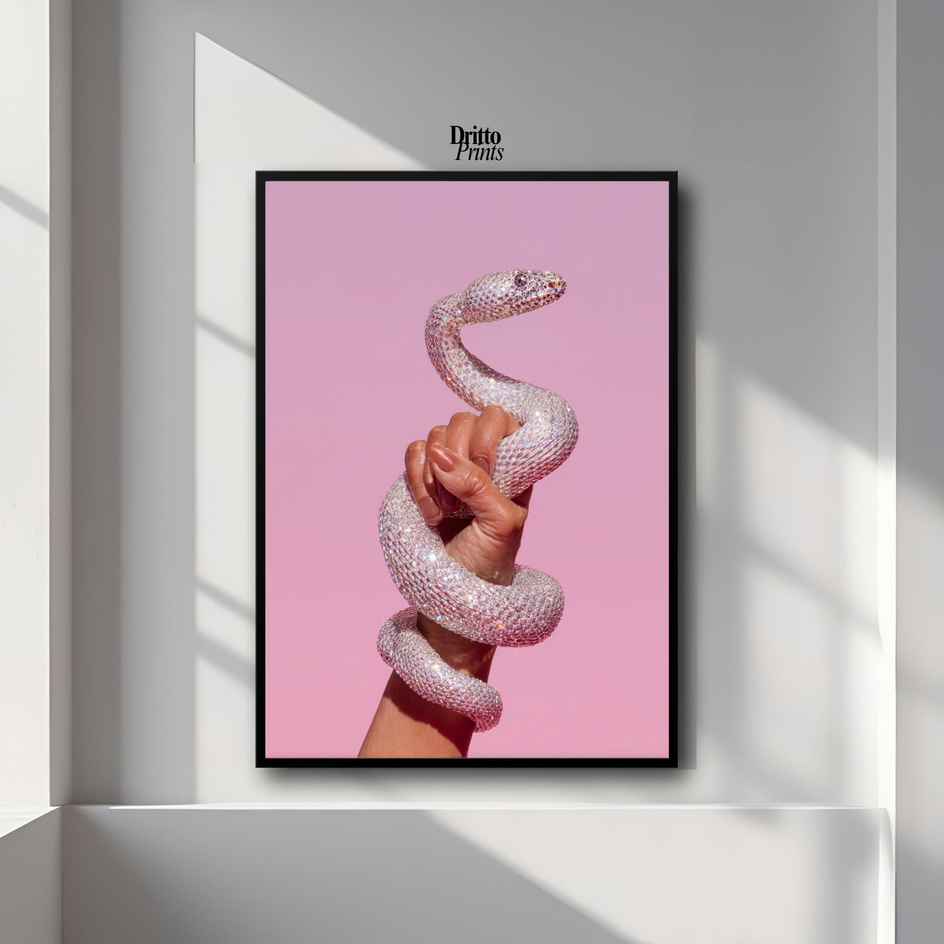 (FD31) Diamond Serpent in Her Hand - Framed matte paper poster