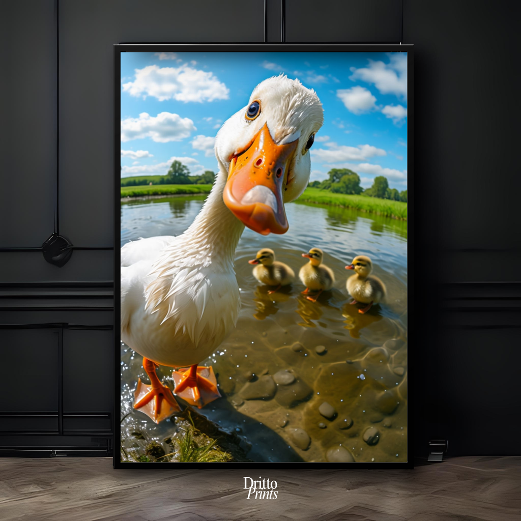 (FD15) Duck, Duck... Hello! - Framed matte paper poster