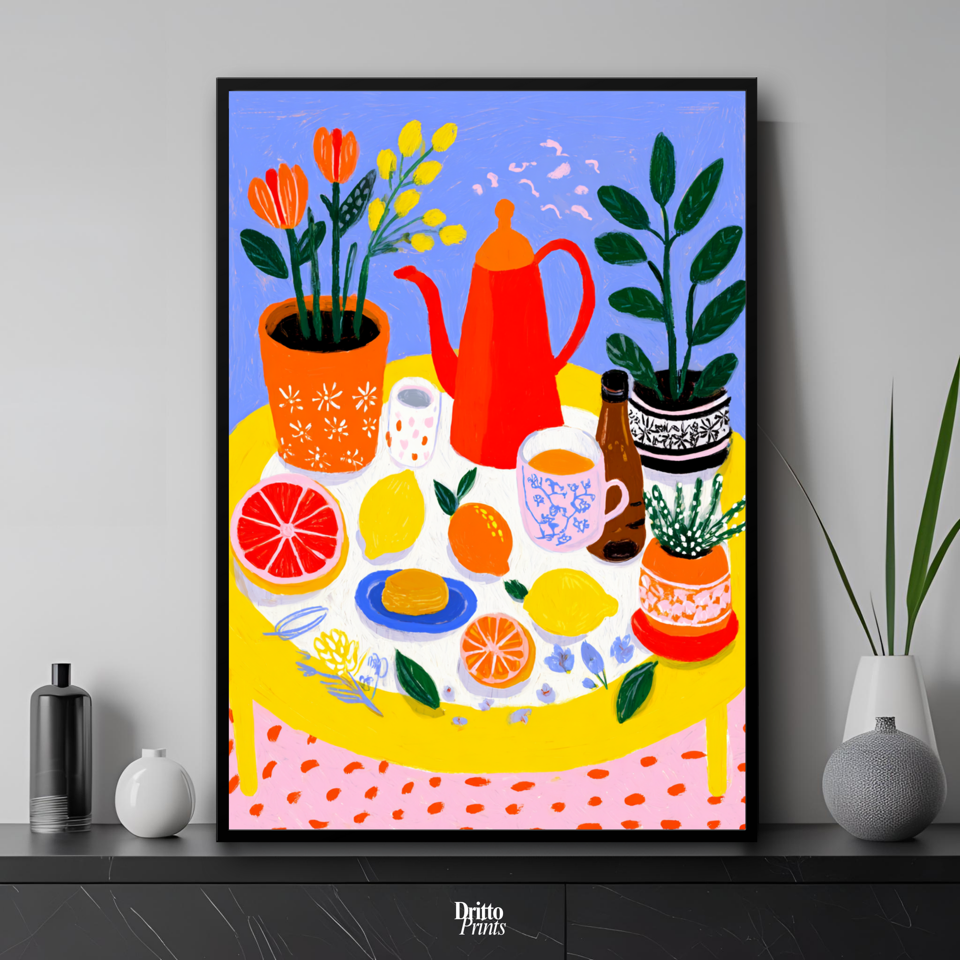 (FD44) Dacha Morning Table - Framed matte paper poster