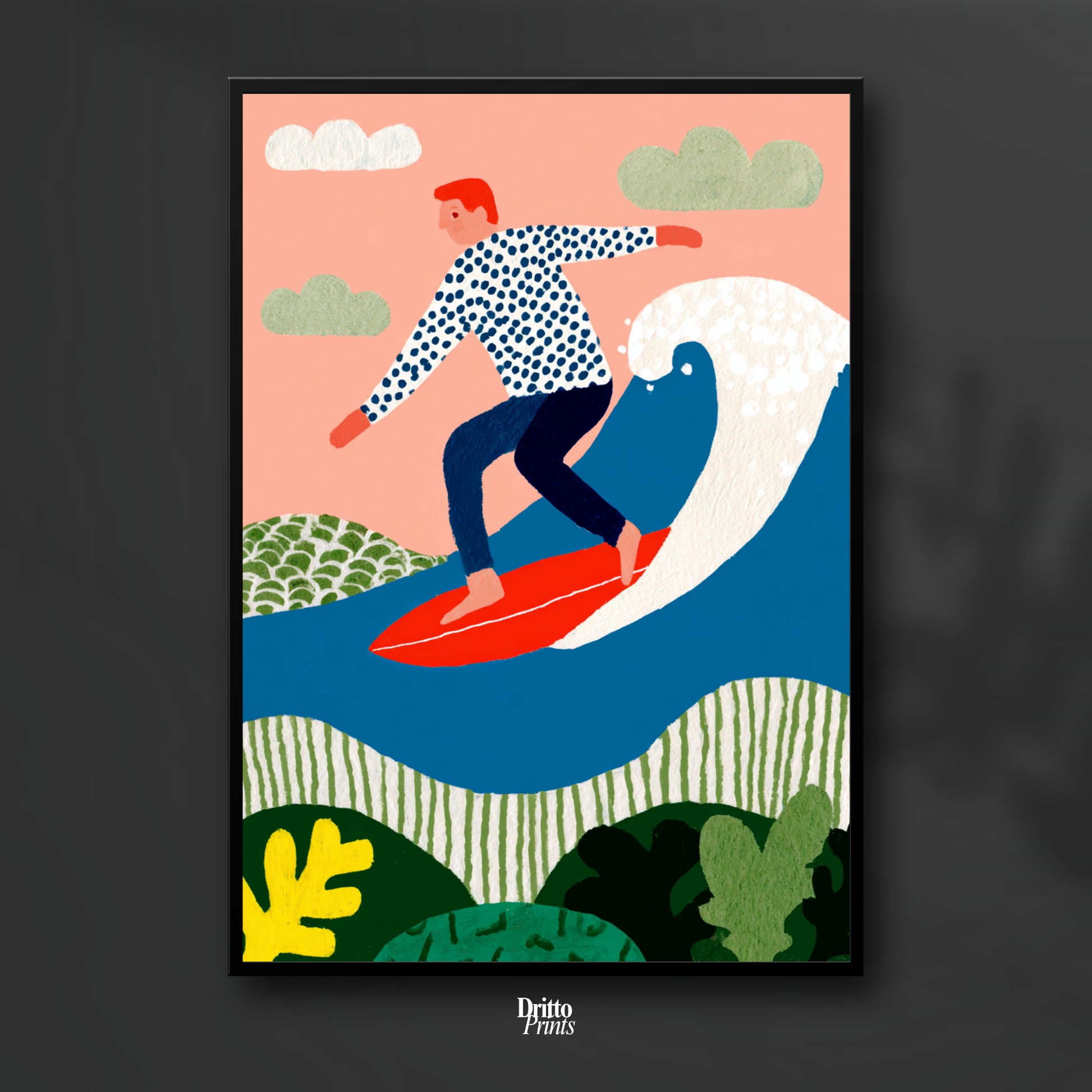 (FD39) Big Wave Ride – Framed matte paper poster