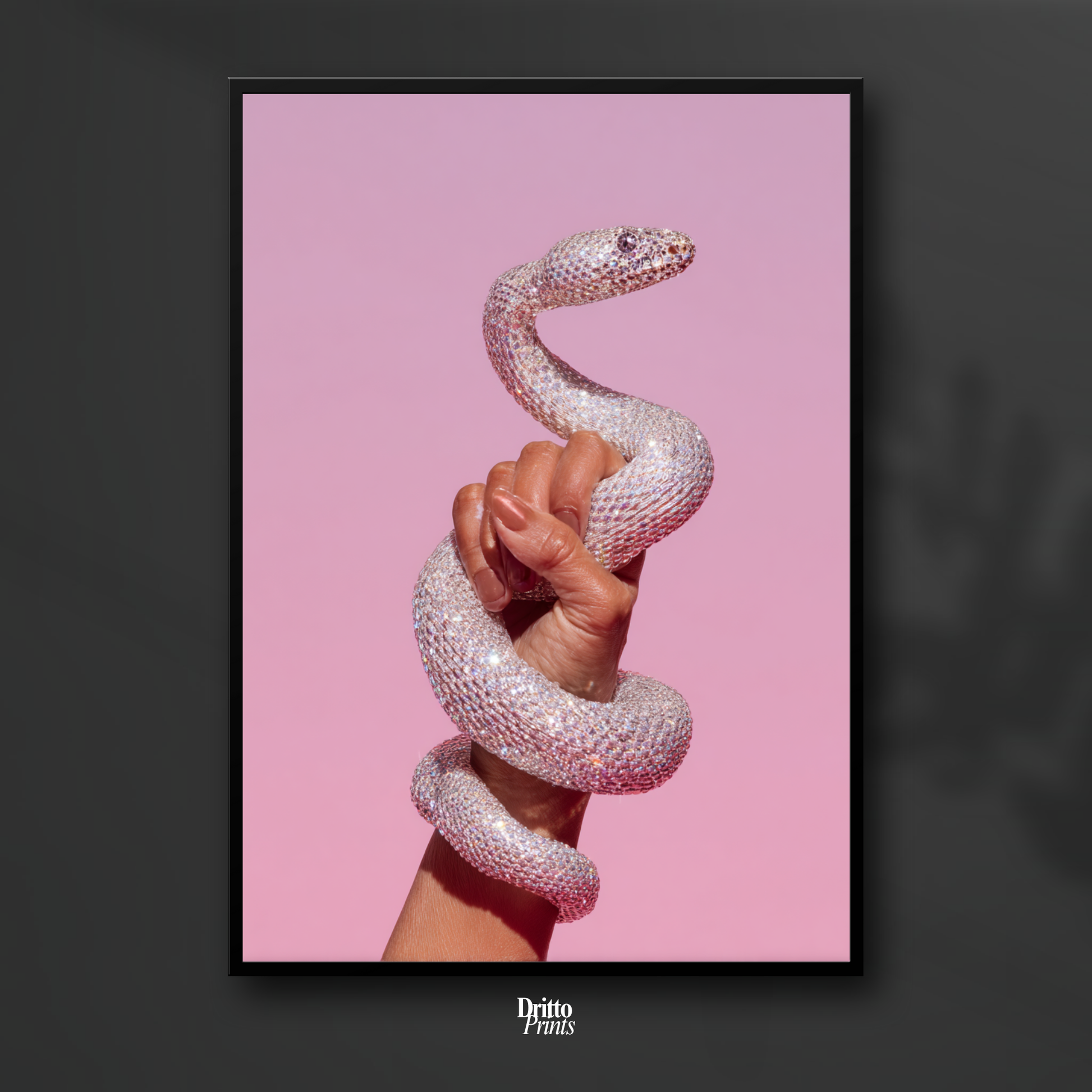 (FD31) Diamond Serpent in Her Hand - Framed matte paper poster