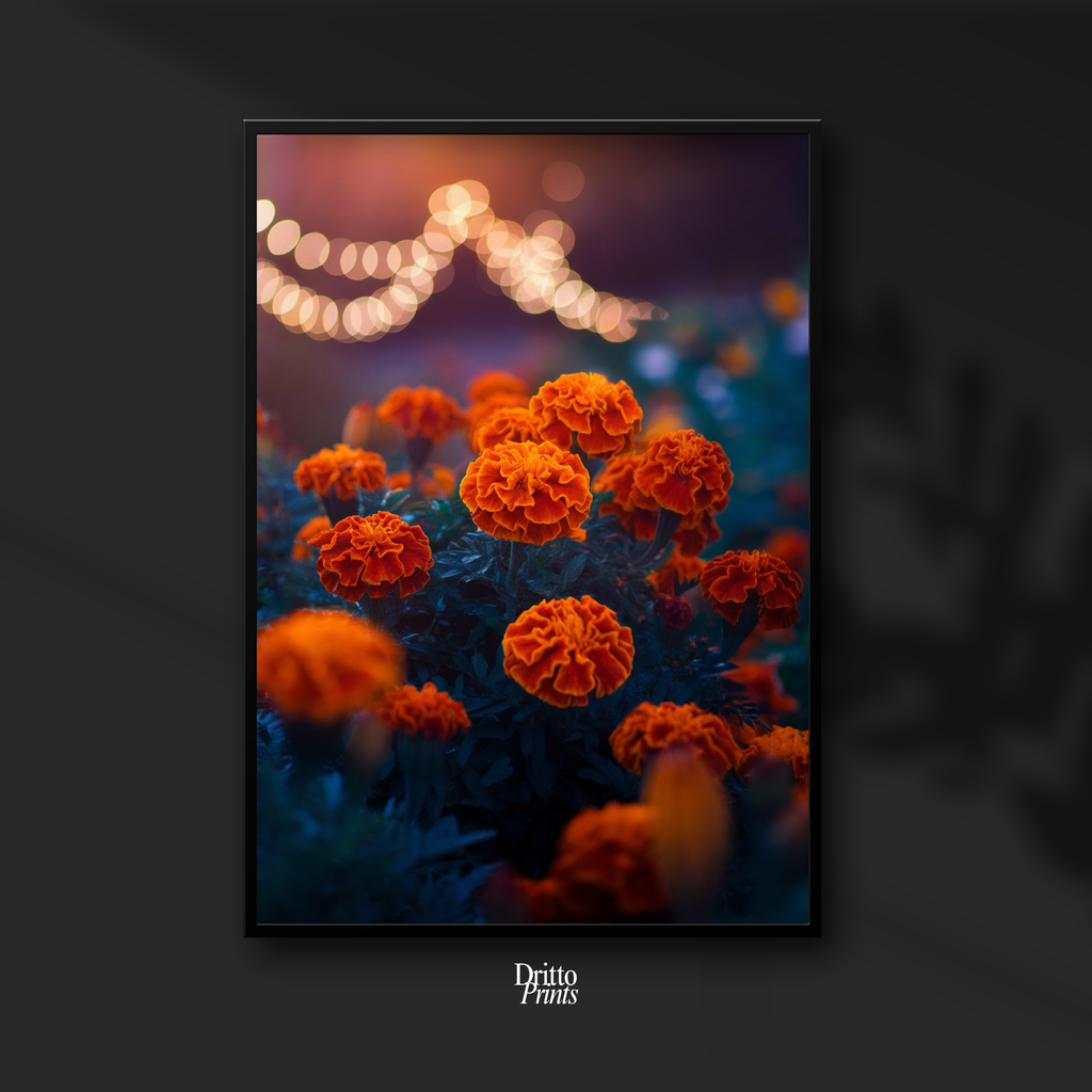 (FD19) Golden Marigolds - Framed matte paper poster