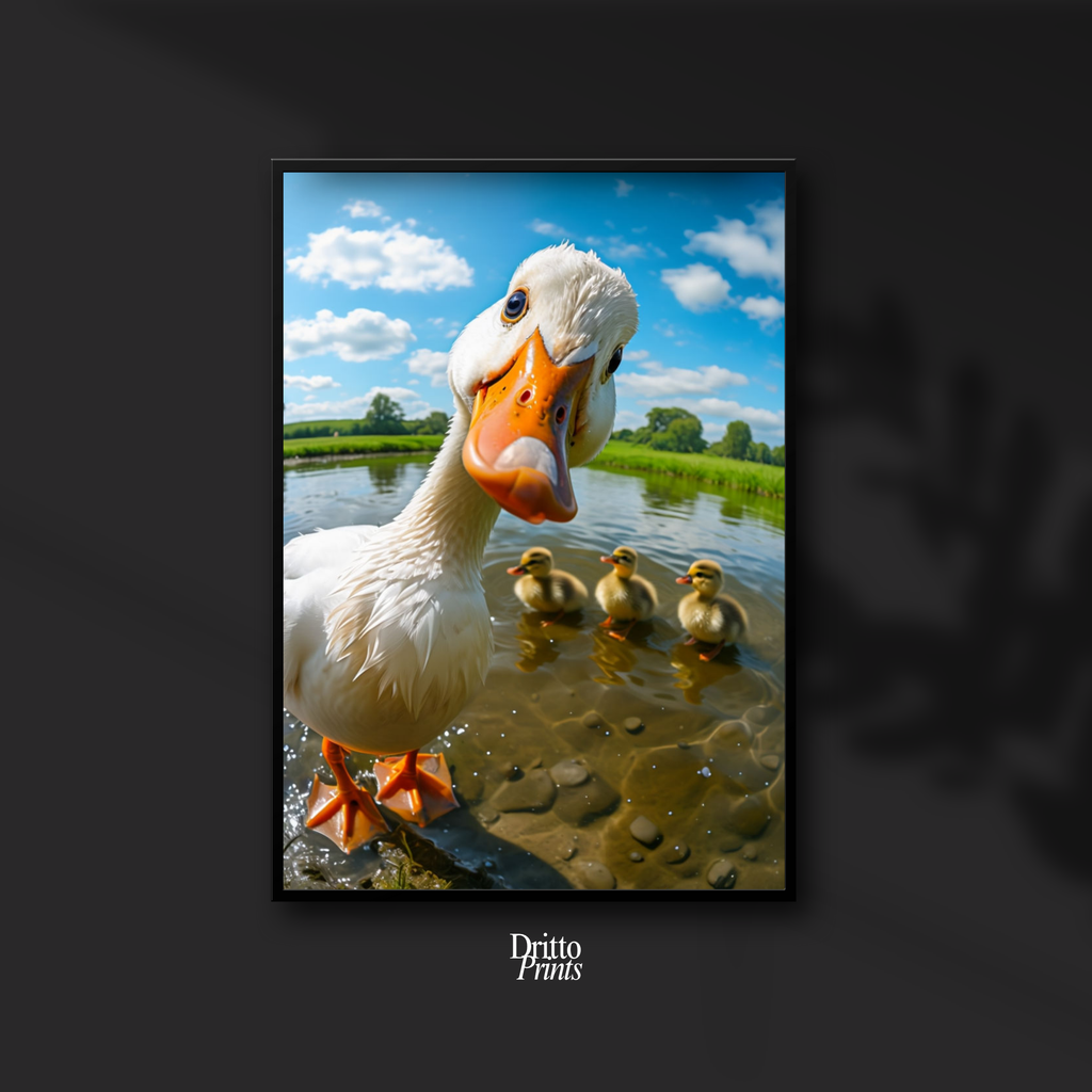 (FD15) Duck, Duck... Hello! - Framed matte paper poster
