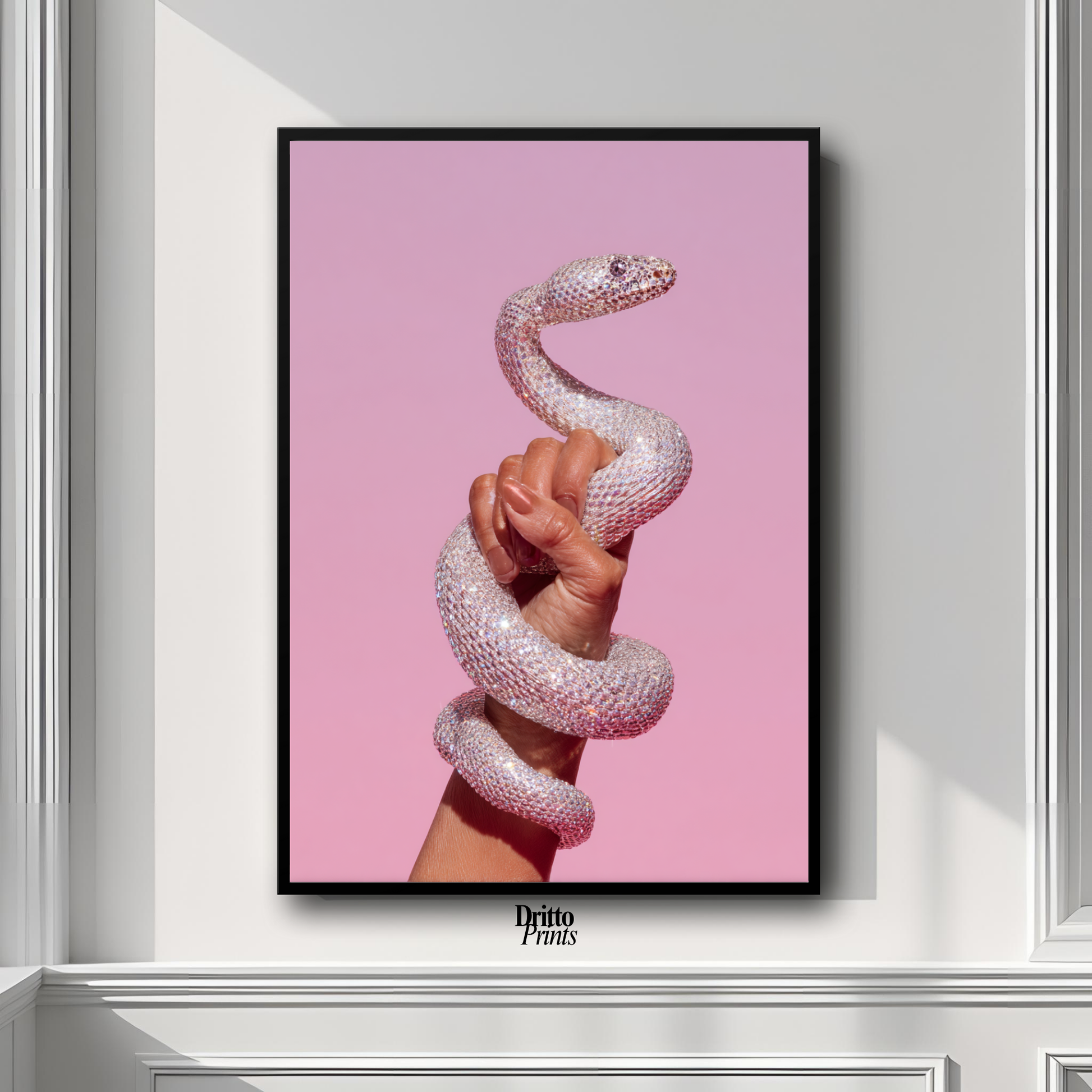 (FD31) Diamond Serpent in Her Hand - Framed matte paper poster