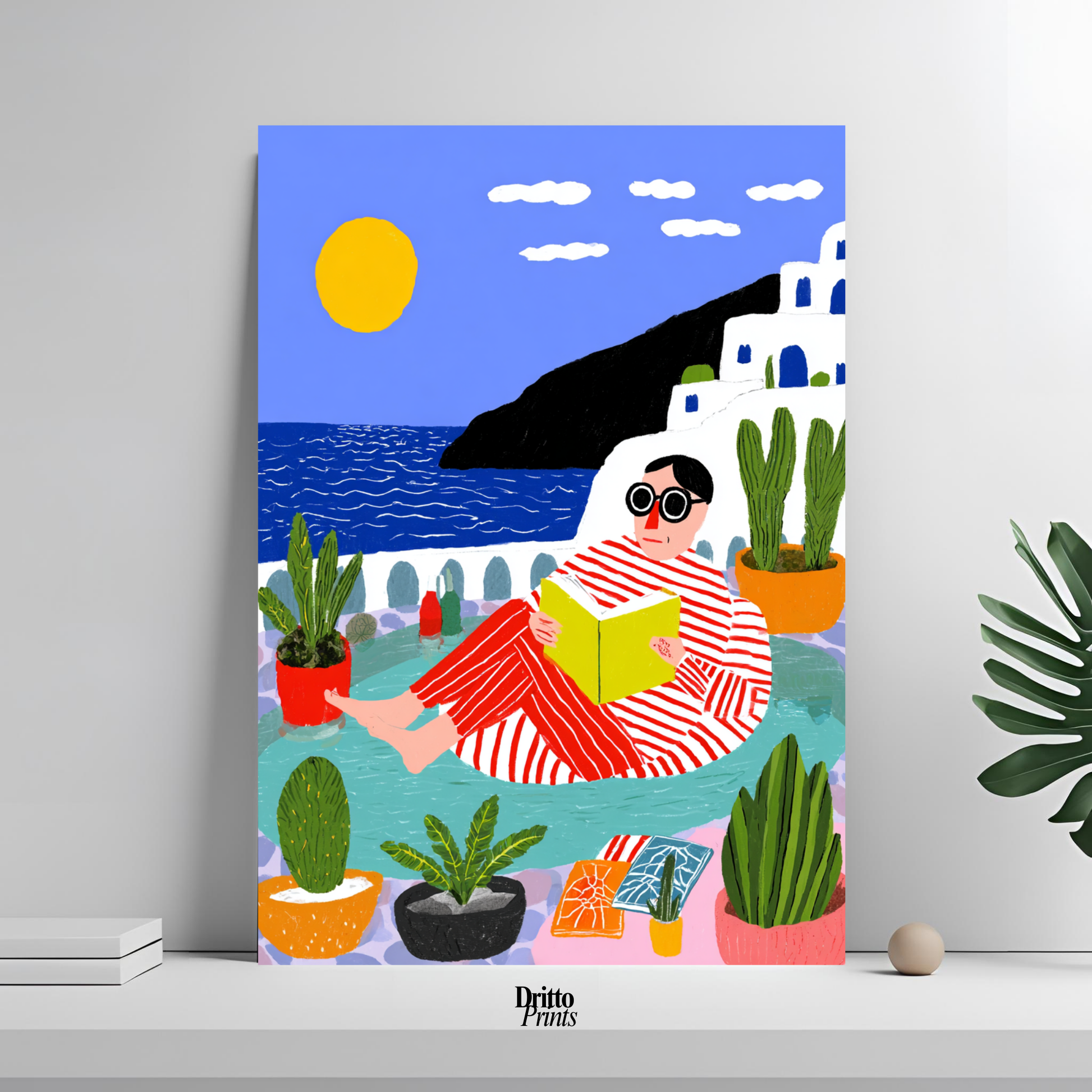 (PD38) Morning Glow at the Villa – 1980s Poolside Poster