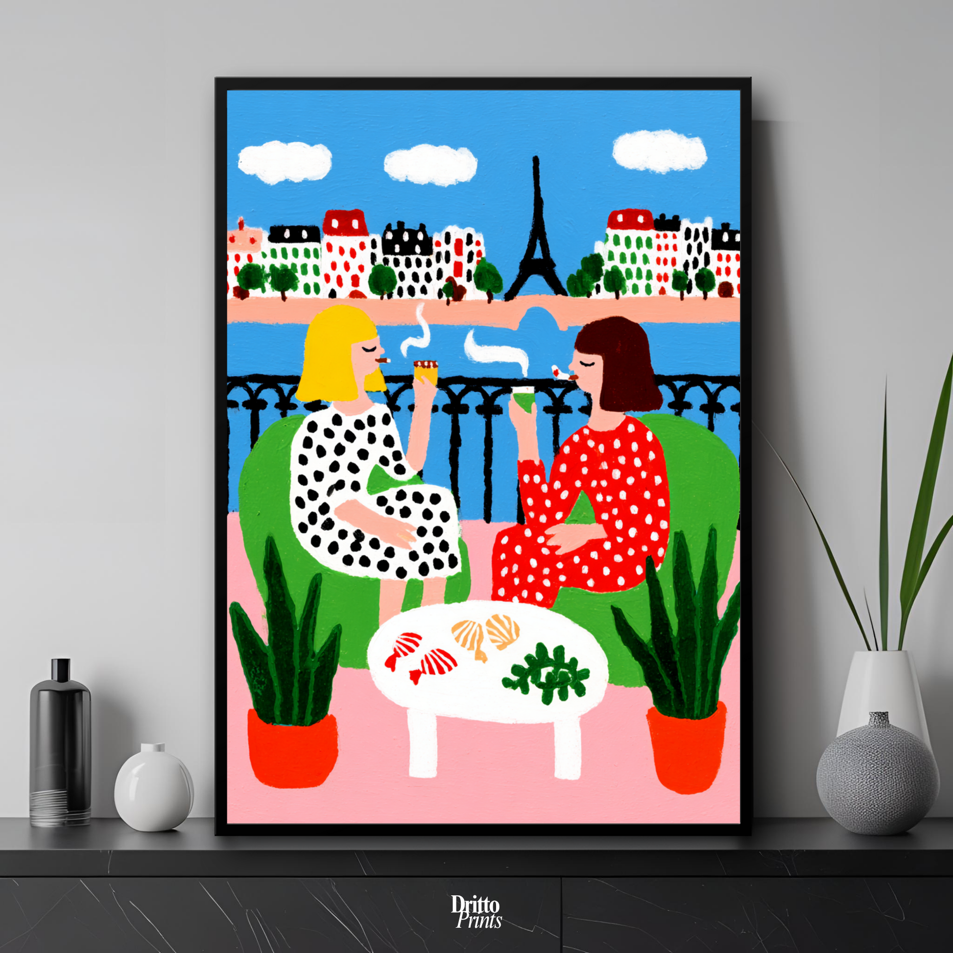 (FD36) Balcony Moments in Paris – Matisse Style Framed Matte Paper Poster
