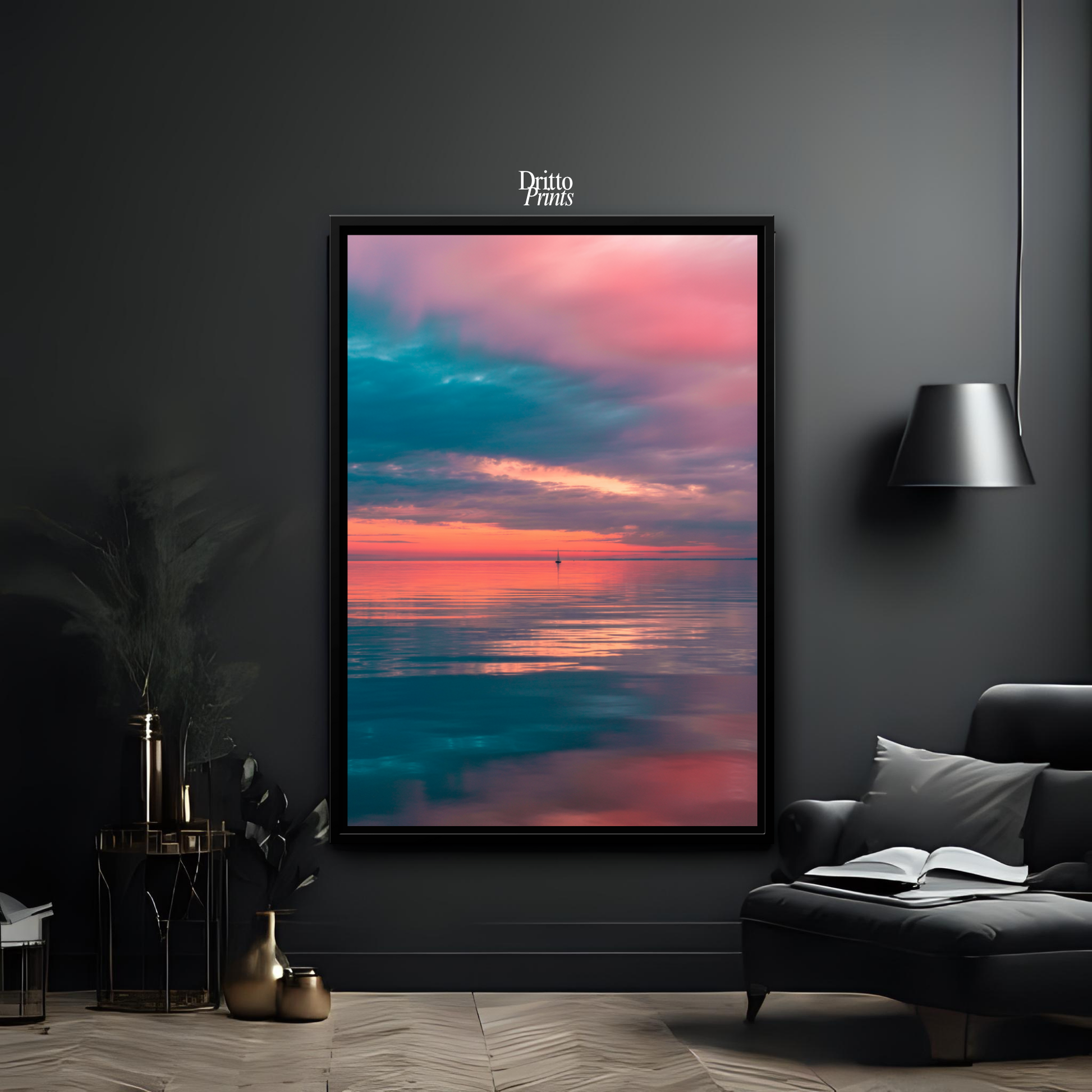 (CF4) Tranquil Neon Dawn - Framed canvas