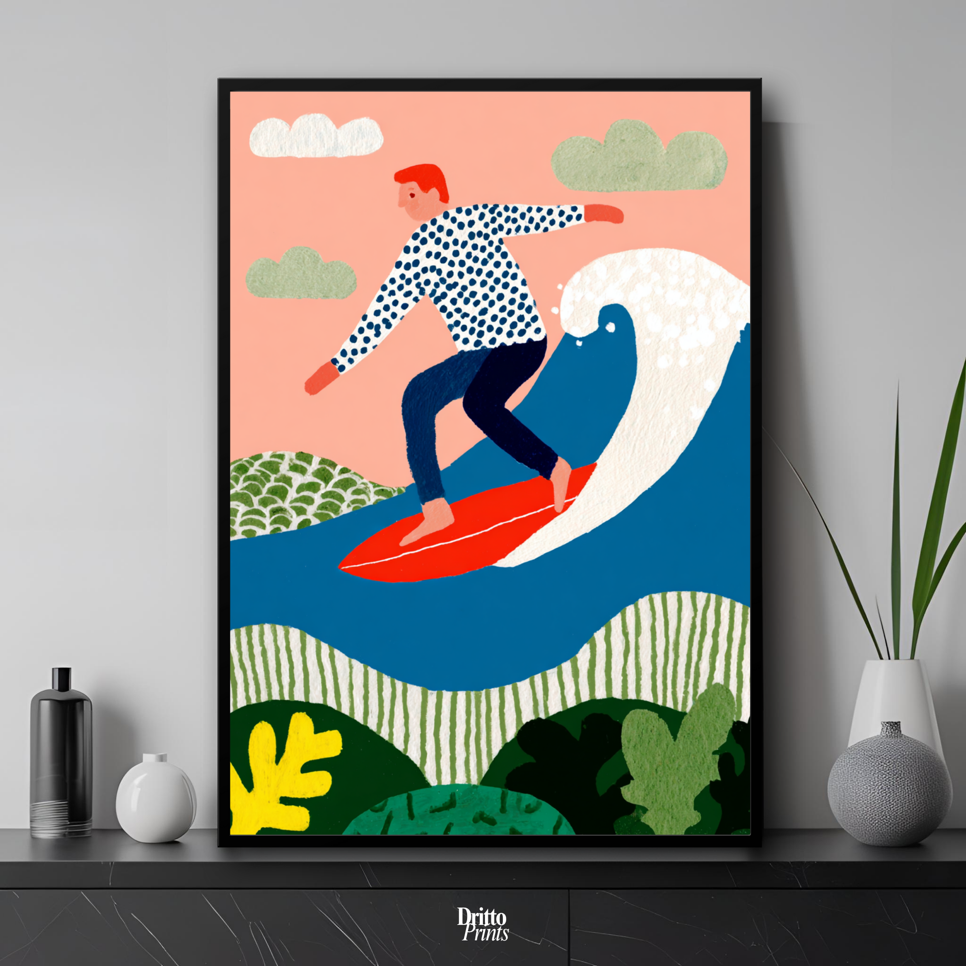 (FD39) Big Wave Ride – Framed matte paper poster