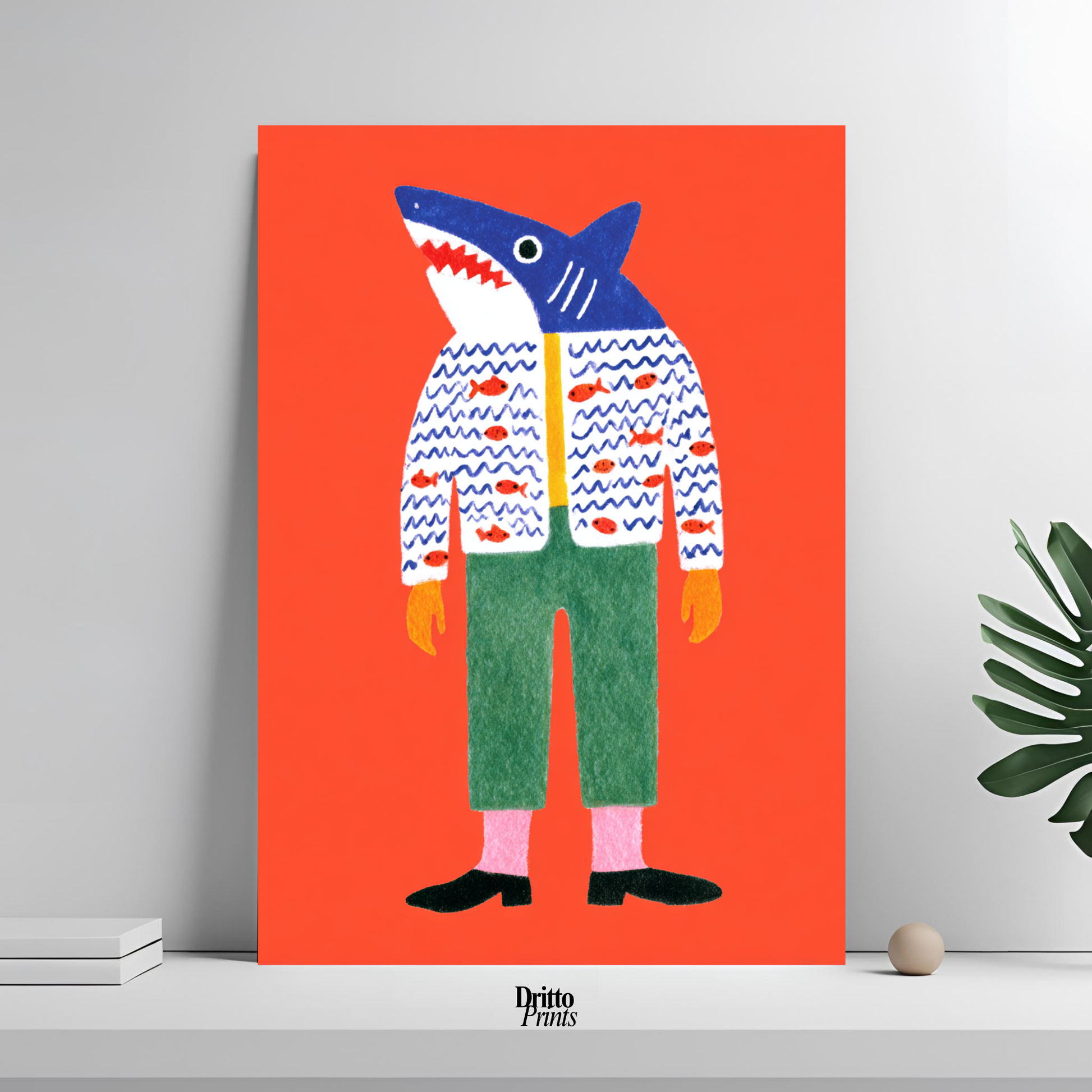 (PD33) Cyber Predator – High-Tech Shark Mask Poster