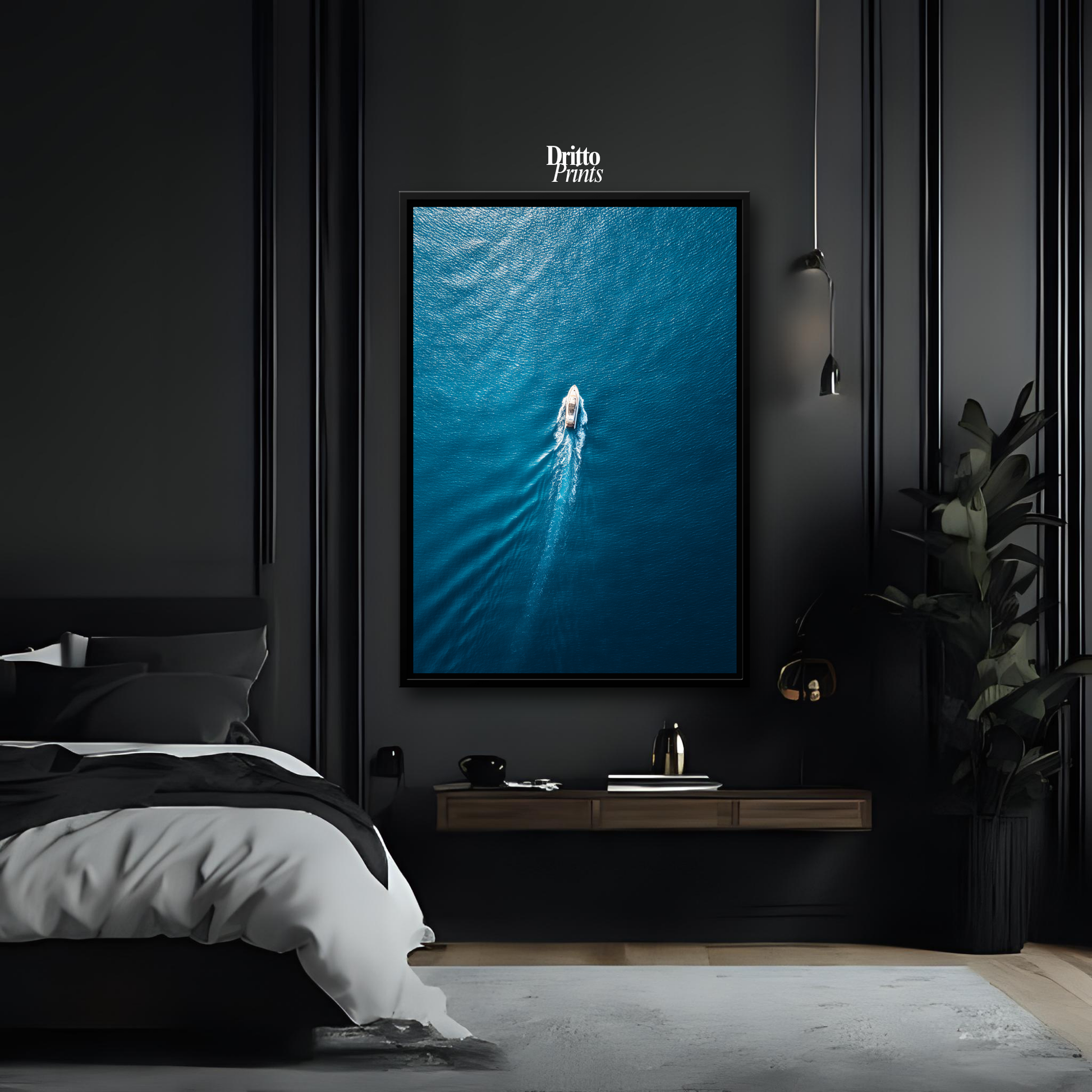 (CF6) Morning Drift Over Blue - Framed canvas