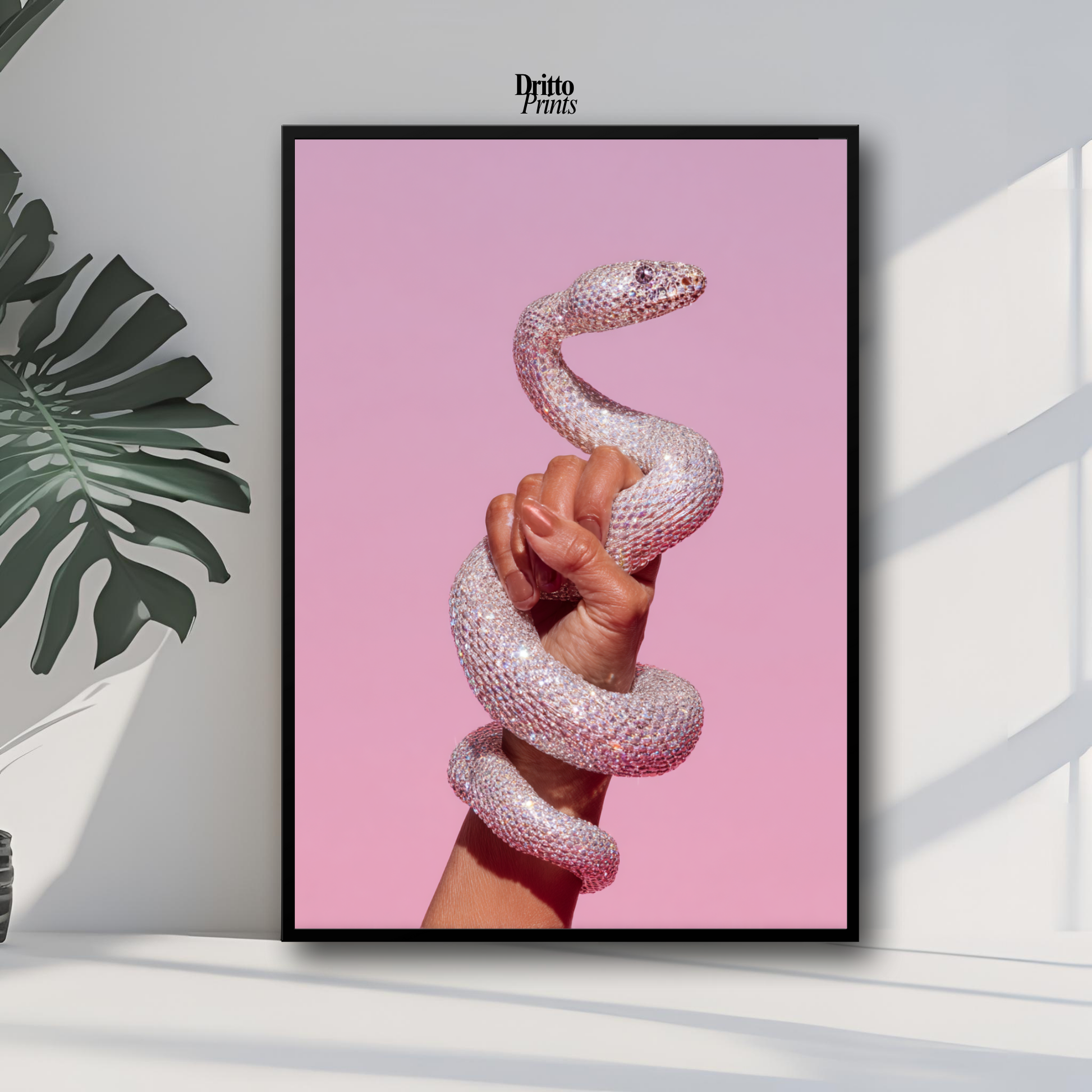 (FD31) Diamond Serpent in Her Hand - Framed matte paper poster