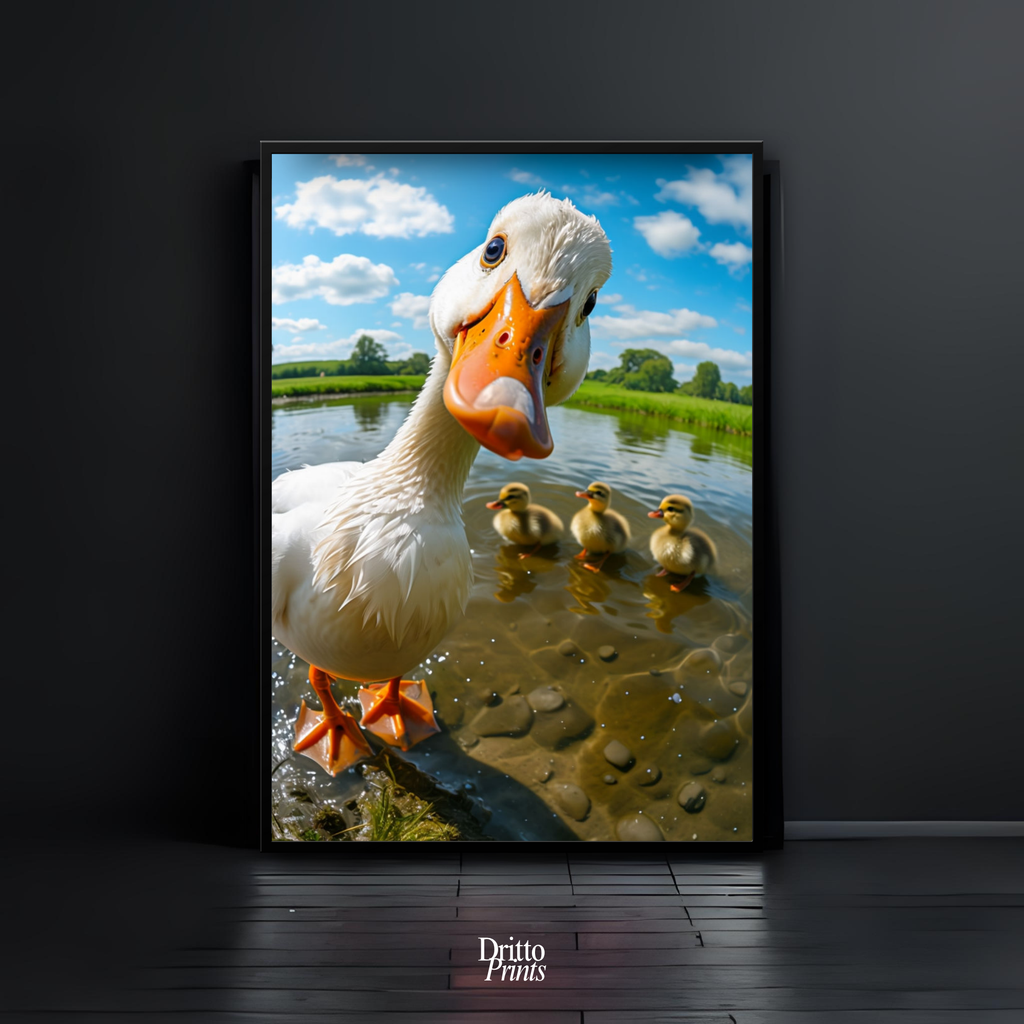 (FD15) Duck, Duck... Hello! - Framed matte paper poster
