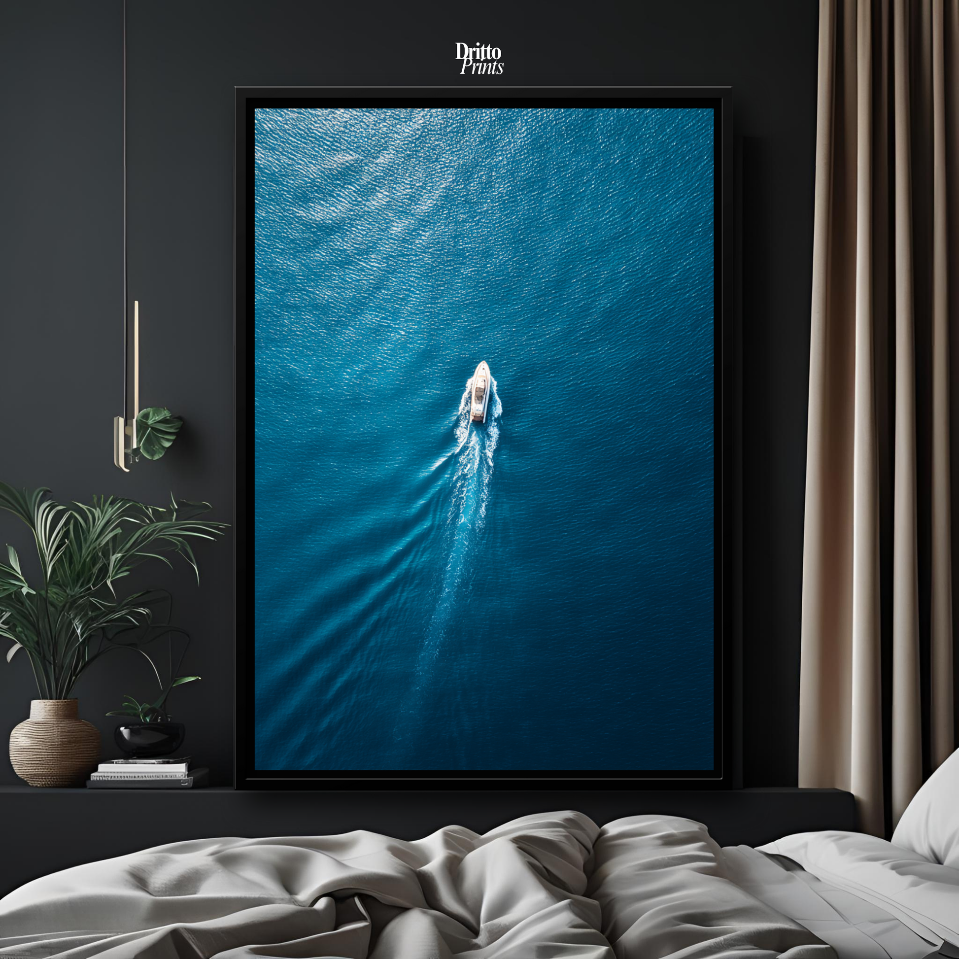 (CF6) Morning Drift Over Blue - Framed canvas