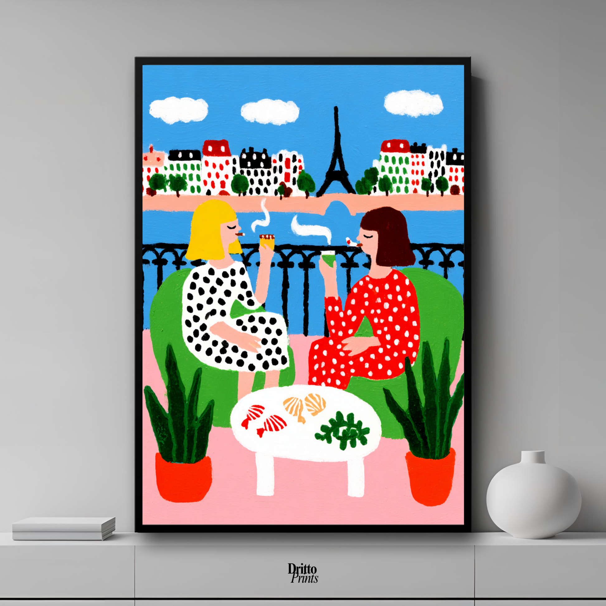 (FD36) Balcony Moments in Paris – Matisse Style Framed Matte Paper Poster