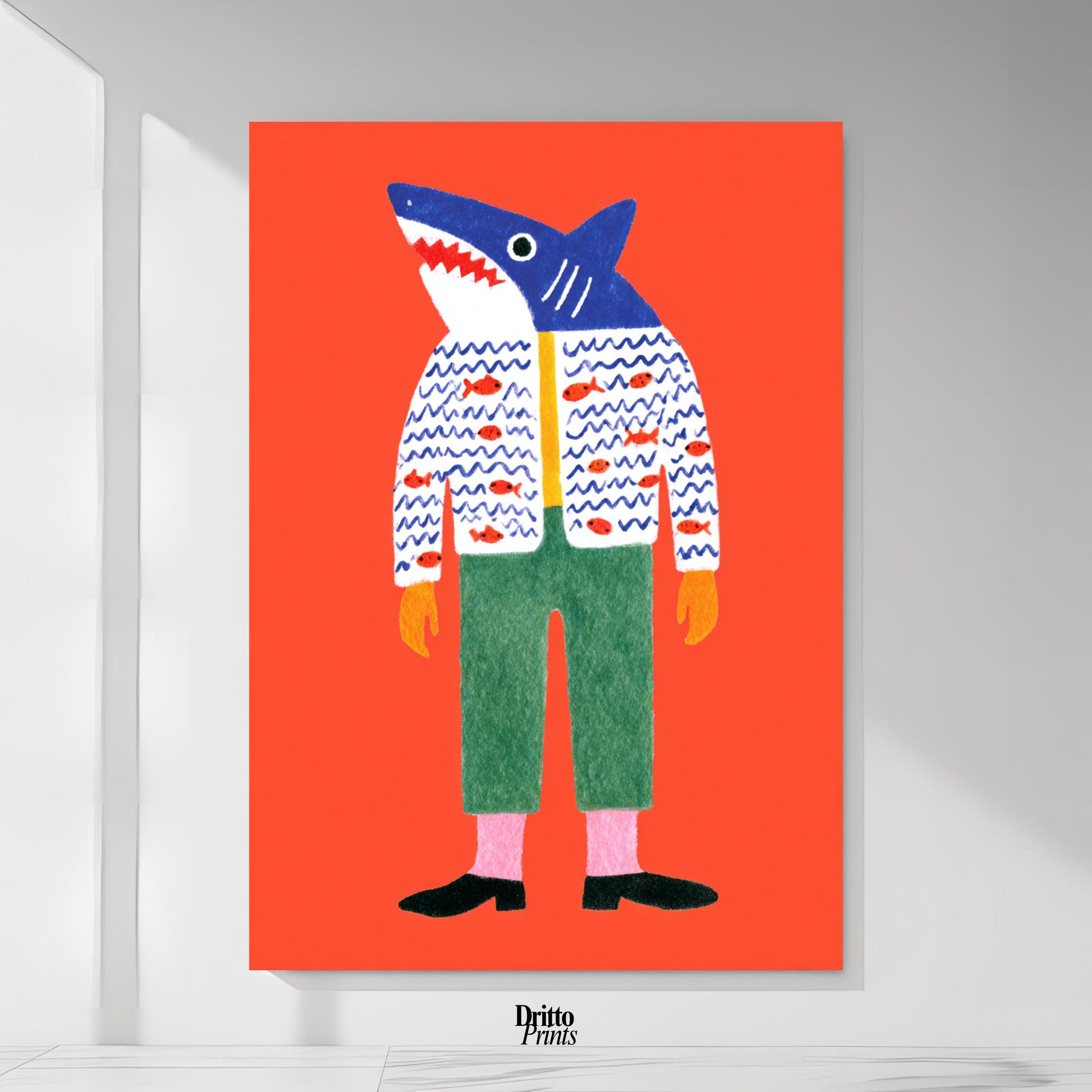 (PD33) Cyber Predator – High-Tech Shark Mask Poster