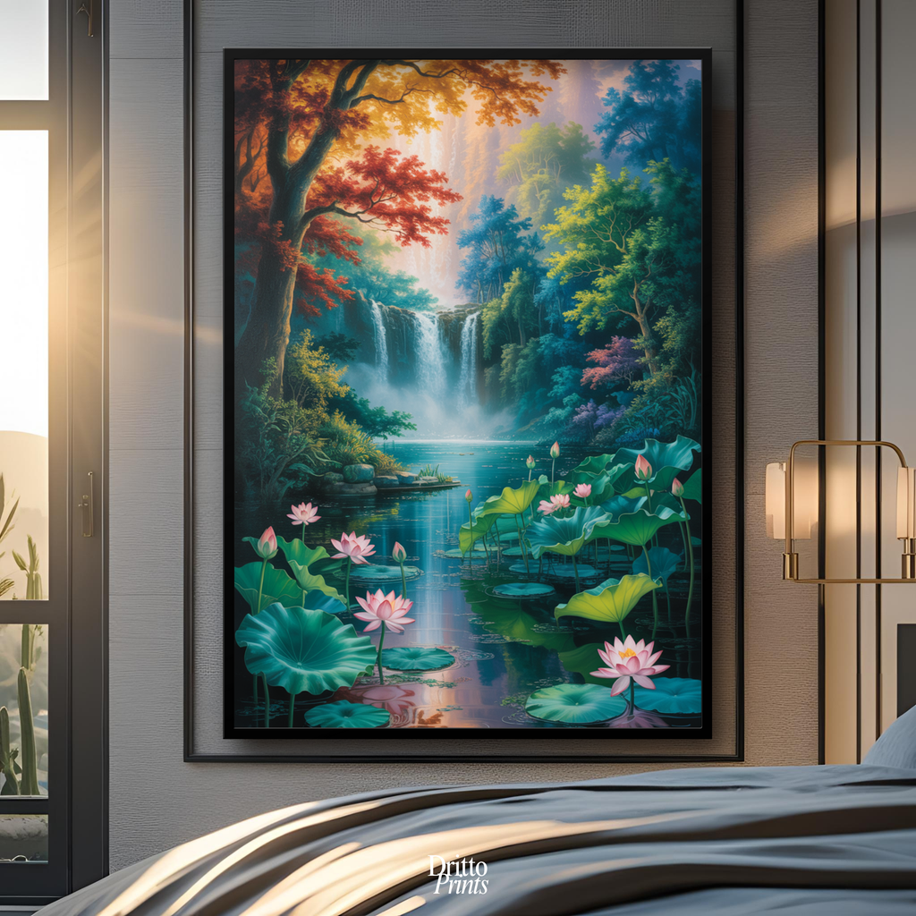 (FD26) Dream of the Lotus Falls - Framed matte paper poster
